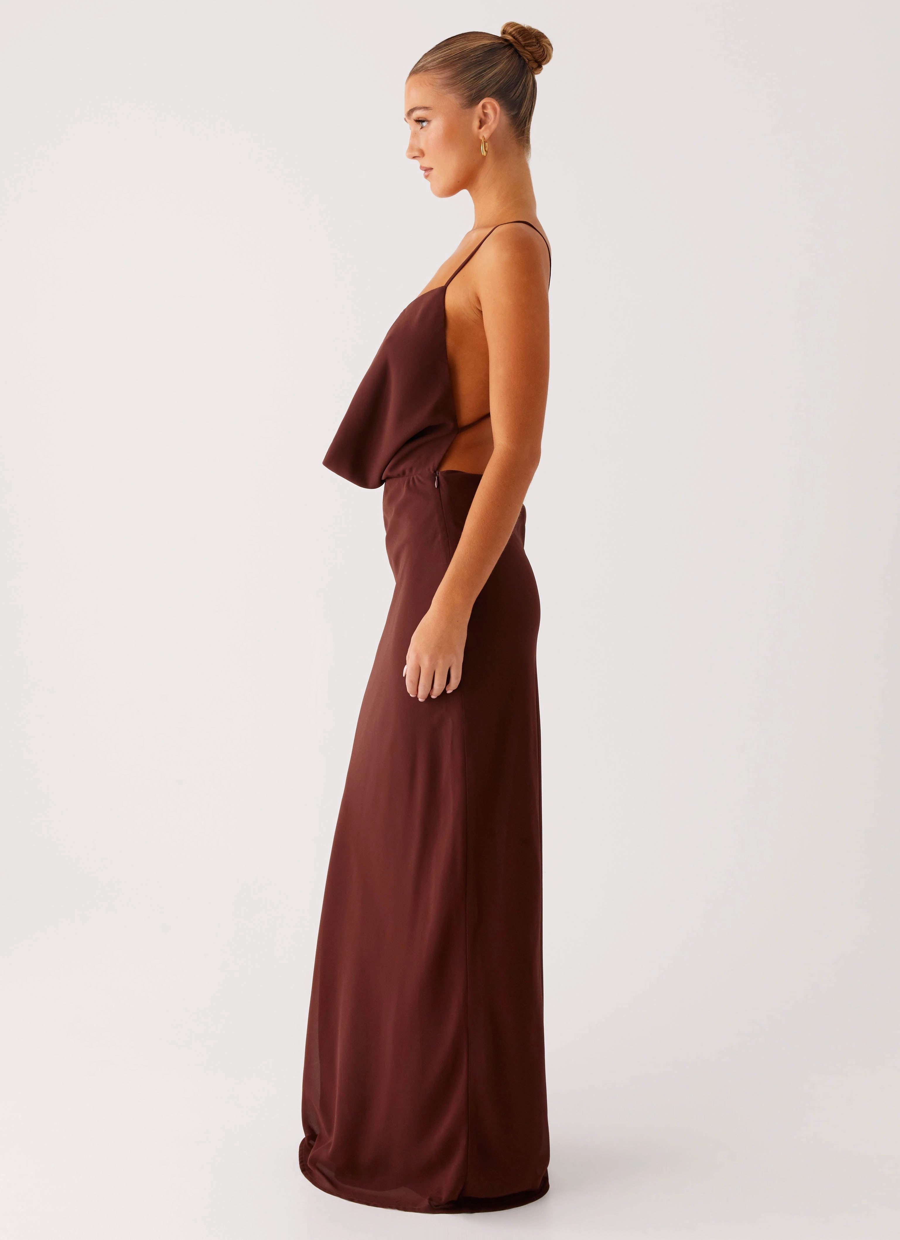 Elation Cowl Neck Maxi Dress - Chocolate Button Chic