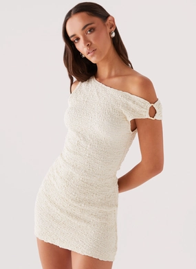 Farah Off Shoulder Mini Dress - White Comfort Mode Peace View