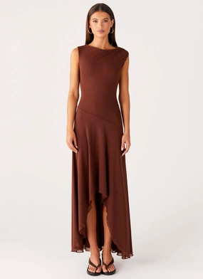 Danika Maxi Dress - Chocolate Classic Edge High-Fashion