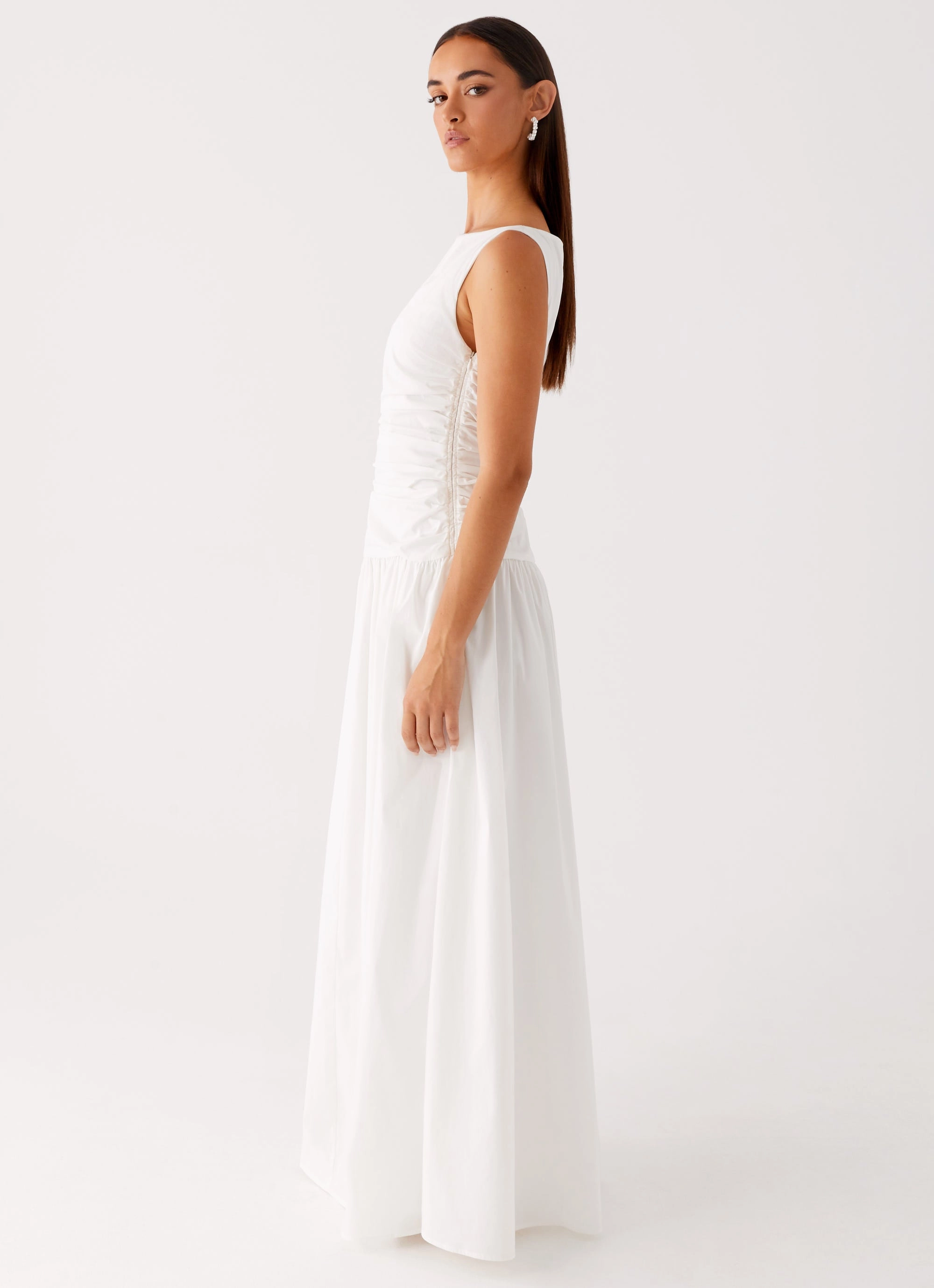 Inner lining knee-length Carmel High Neck Maxi Dress - White