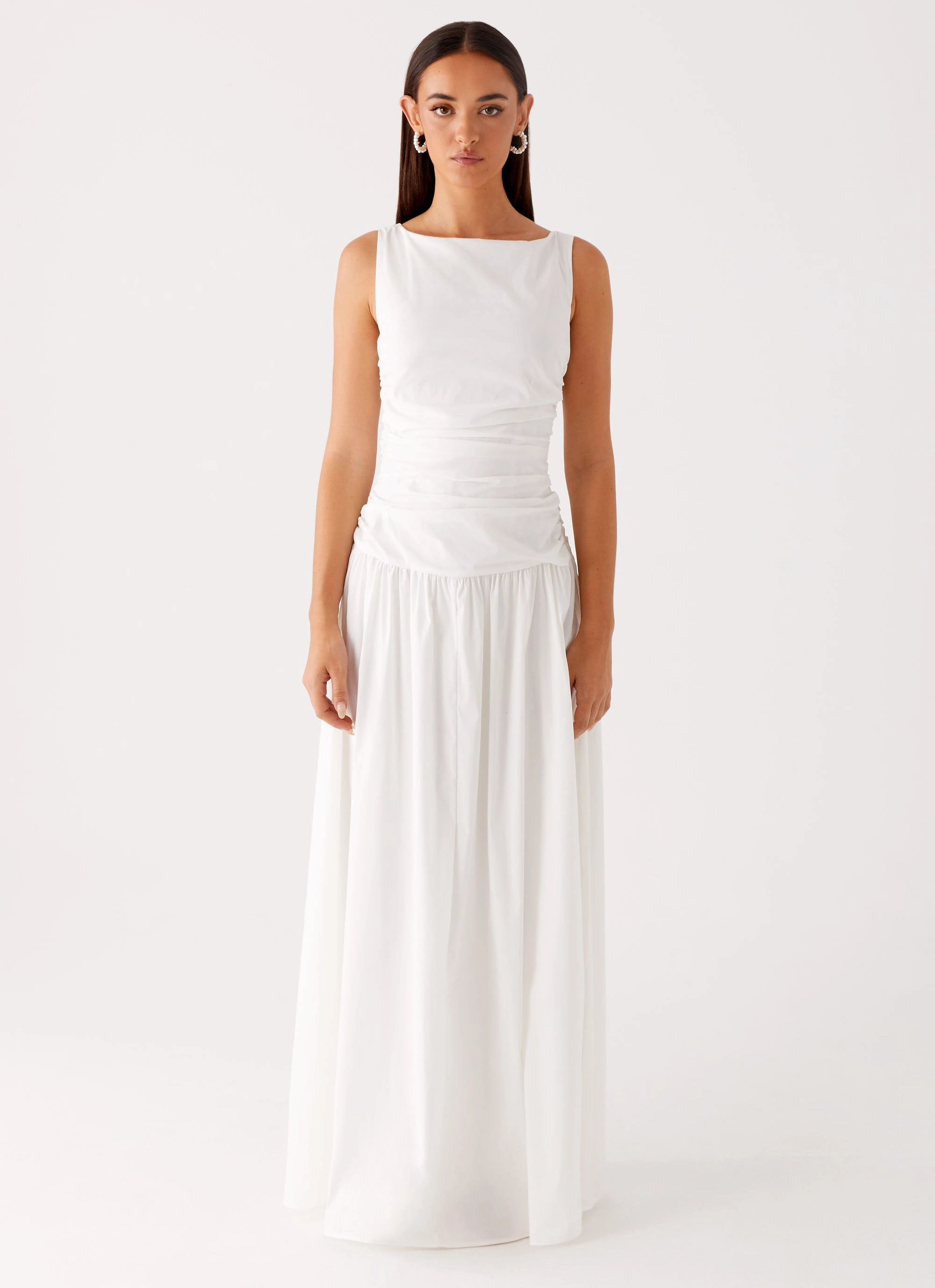 City Ready Clean Outline Carmel High Neck Maxi Dress - White