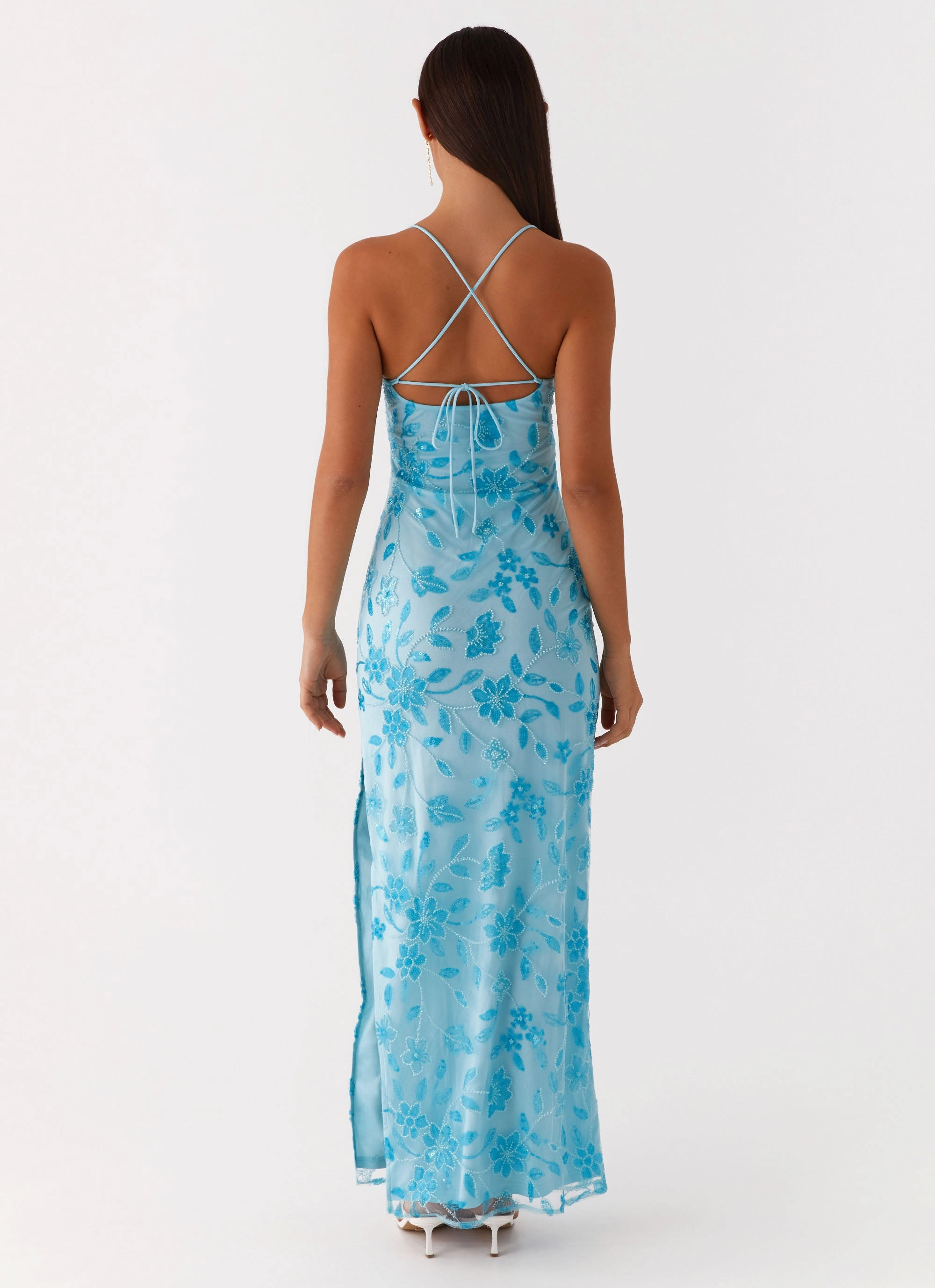 Bright Lights Beaded Maxi Dress - Blue Comfort Mode Summer Soft