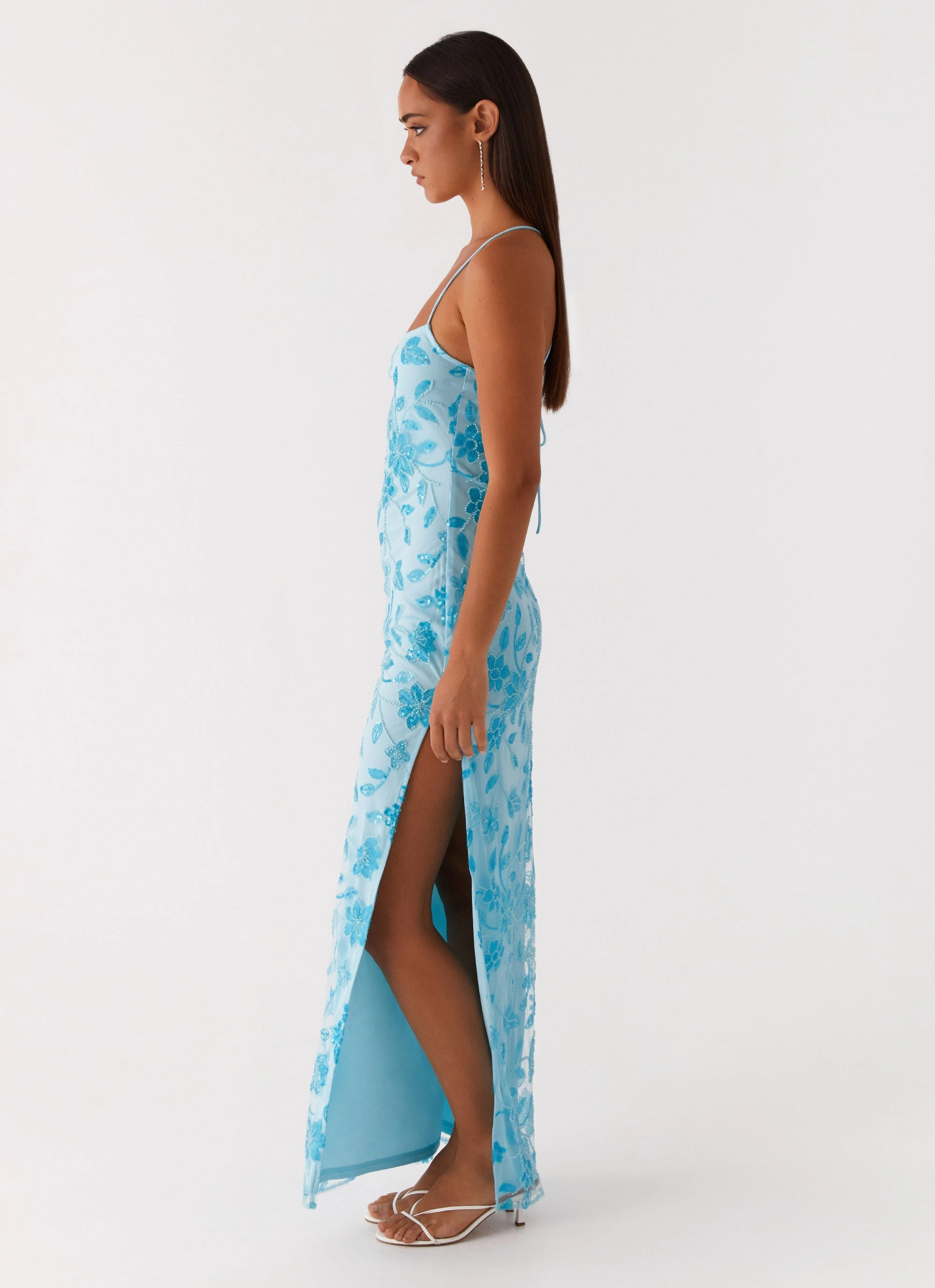 Bright Lights Beaded Maxi Dress - Blue Relaxed Mood