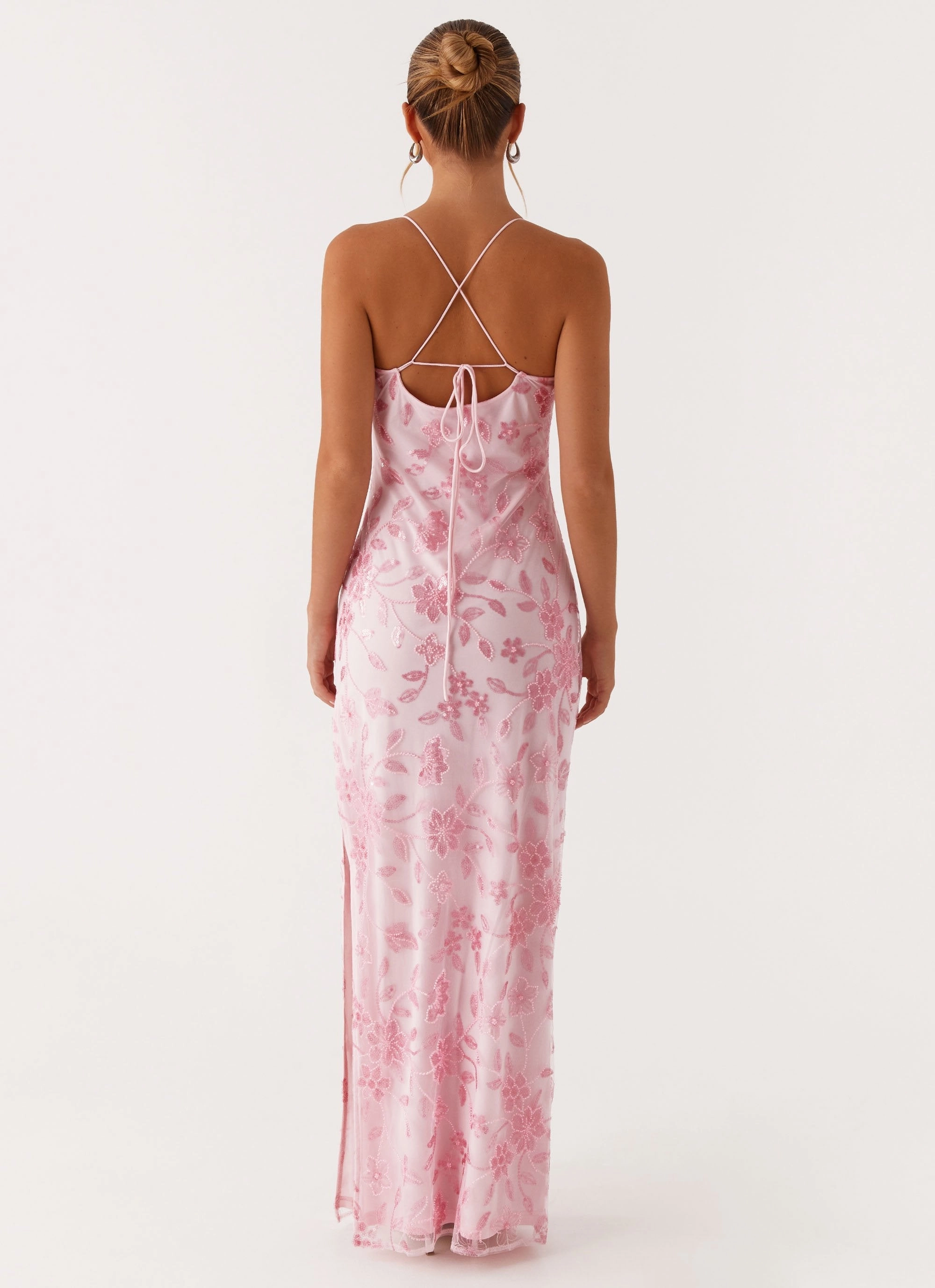 foldable Bright Lights Beaded Maxi Dress - Pink
