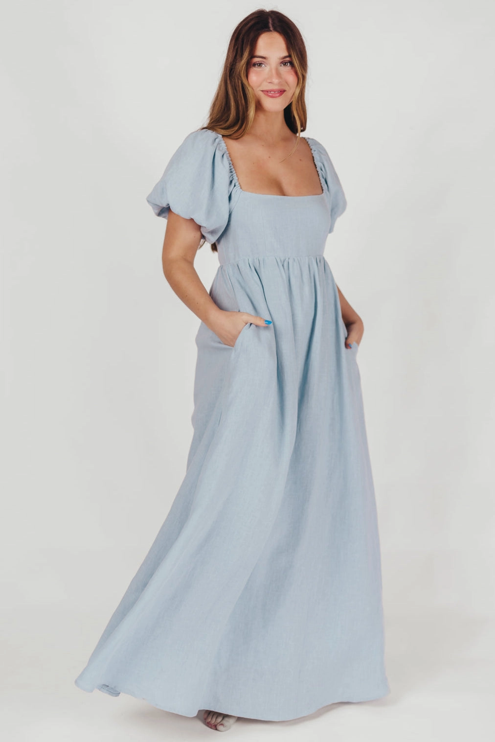 Candace Maxi Dress in Light Blue Gender Inclusive