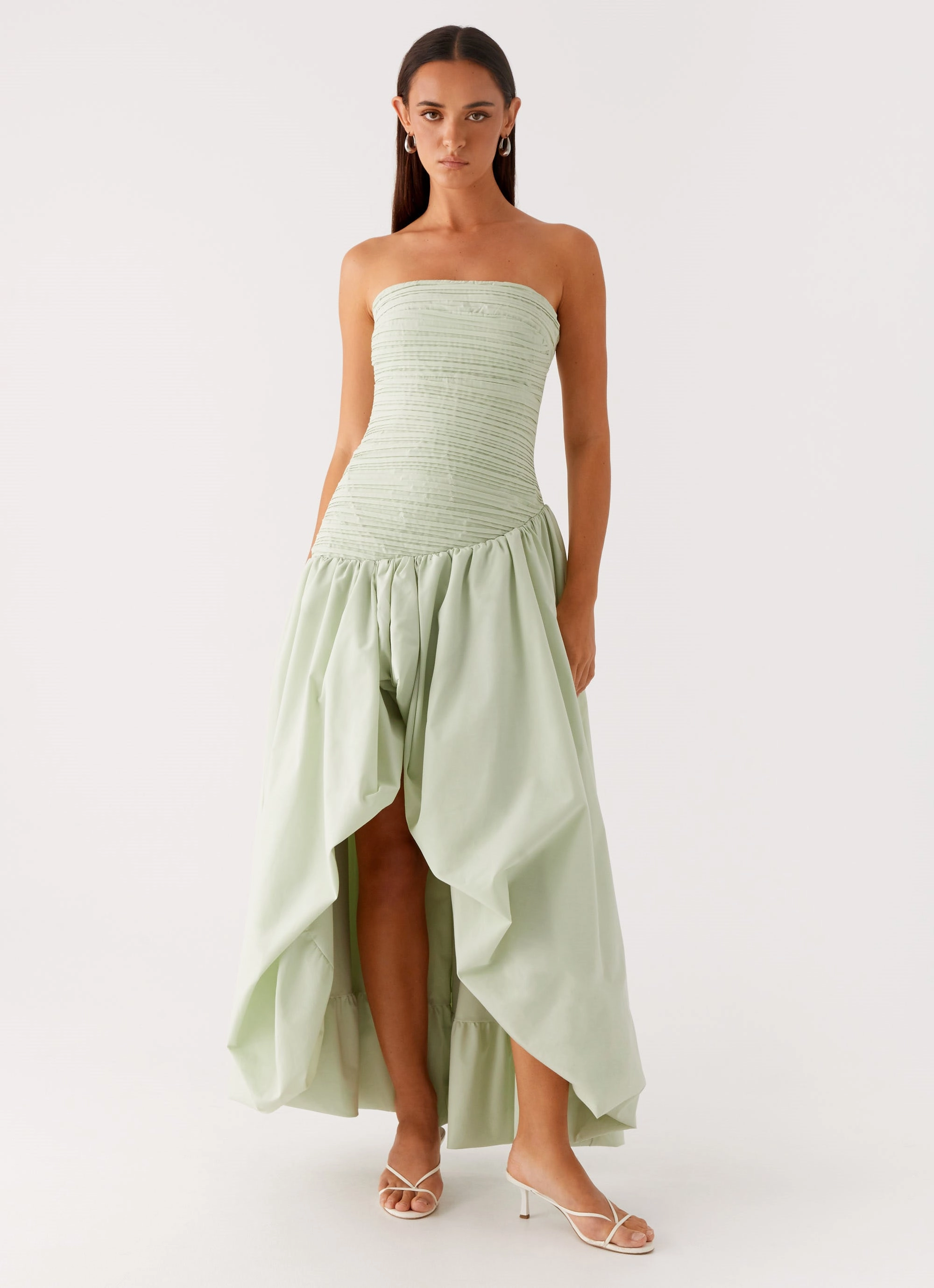 High-waist Stylish Look Misa Bubble Maxi Dress - Mint