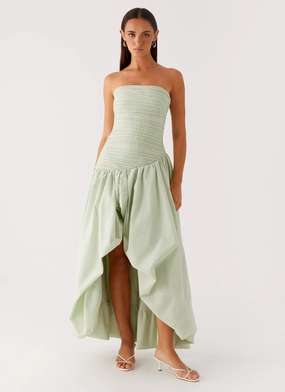 High-waist Stylish Look Misa Bubble Maxi Dress - Mint