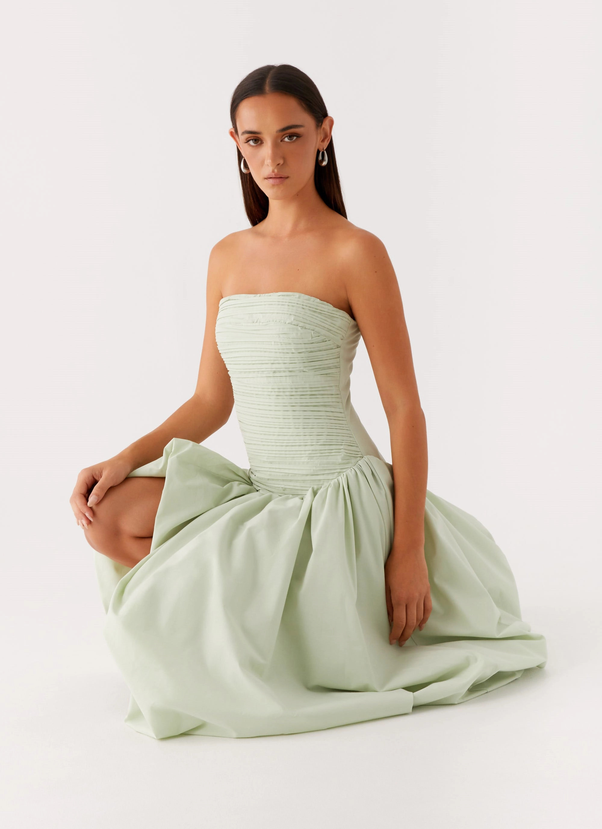 Back-Zip Contemporary Fit Misa Bubble Maxi Dress - Mint