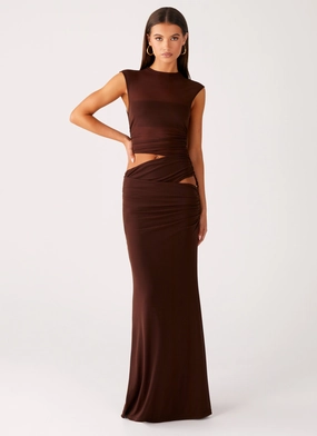 Briony Maxi Dress - Cool Chocolate Light Silhouette