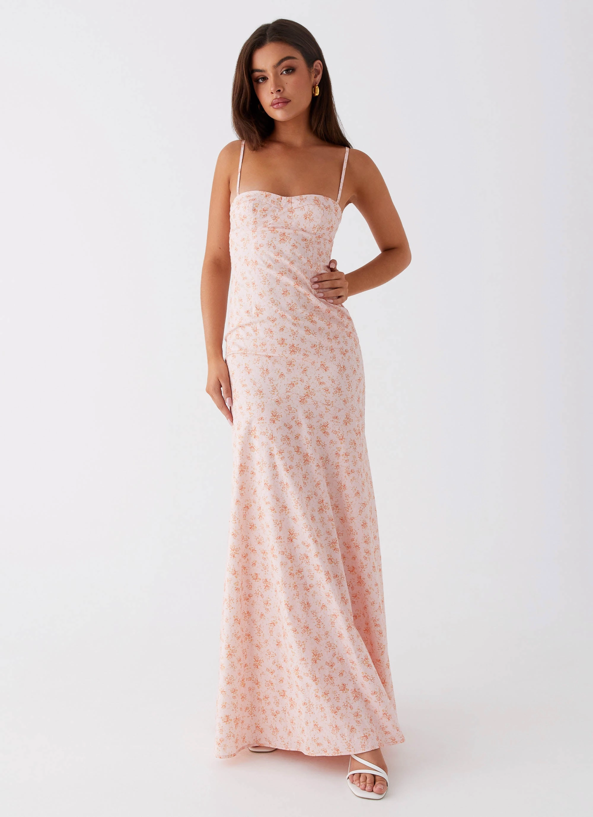Ethically-Made Minimal Tone Britney Maxi Dress - Pink Ditsy Floral
