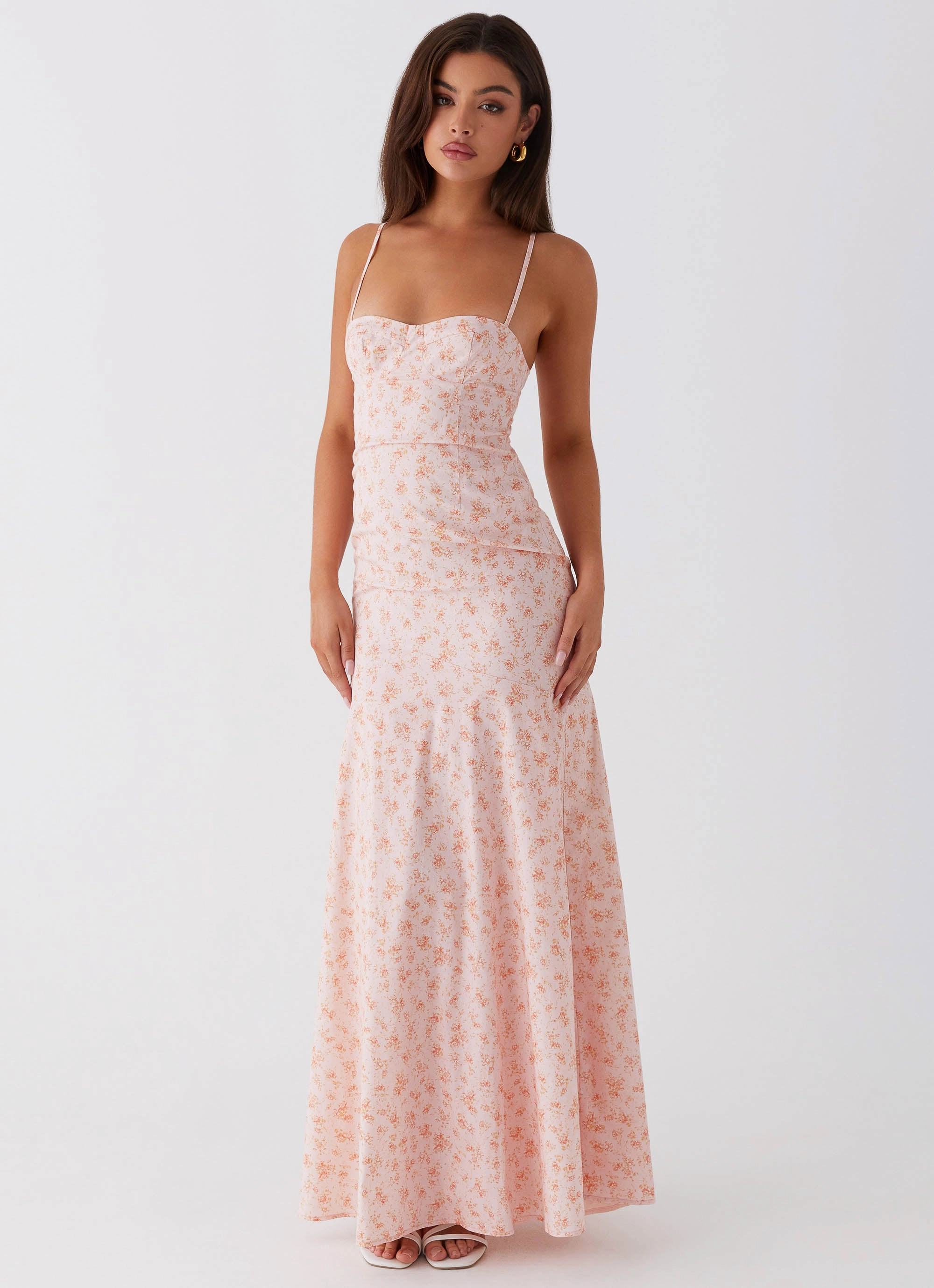 Minimal Cut Stylish party wear Britney Maxi Dress - Pink Ditsy Floral