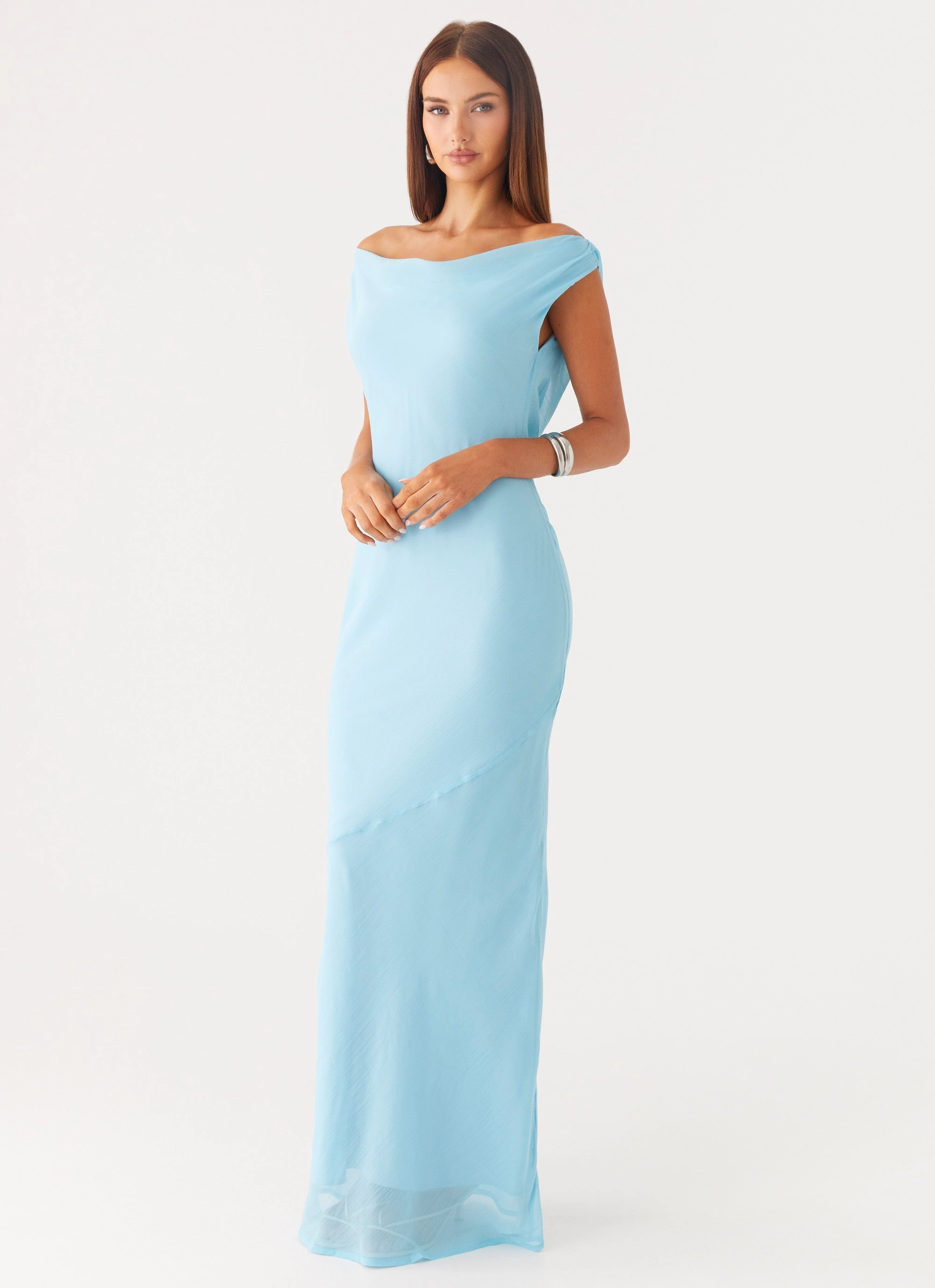 Perfectly Tailored Brittany Chiffon Maxi Dress - Turquoise