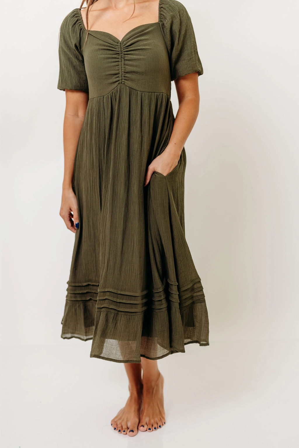 Classic and Chic Bronte Midi Dress in Calla Green