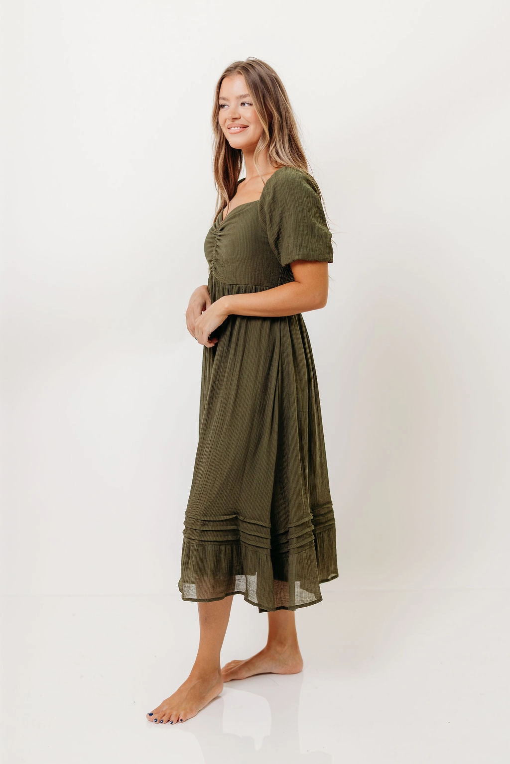 Radiant Mood Cool Layers Bronte Midi Dress in Calla Green