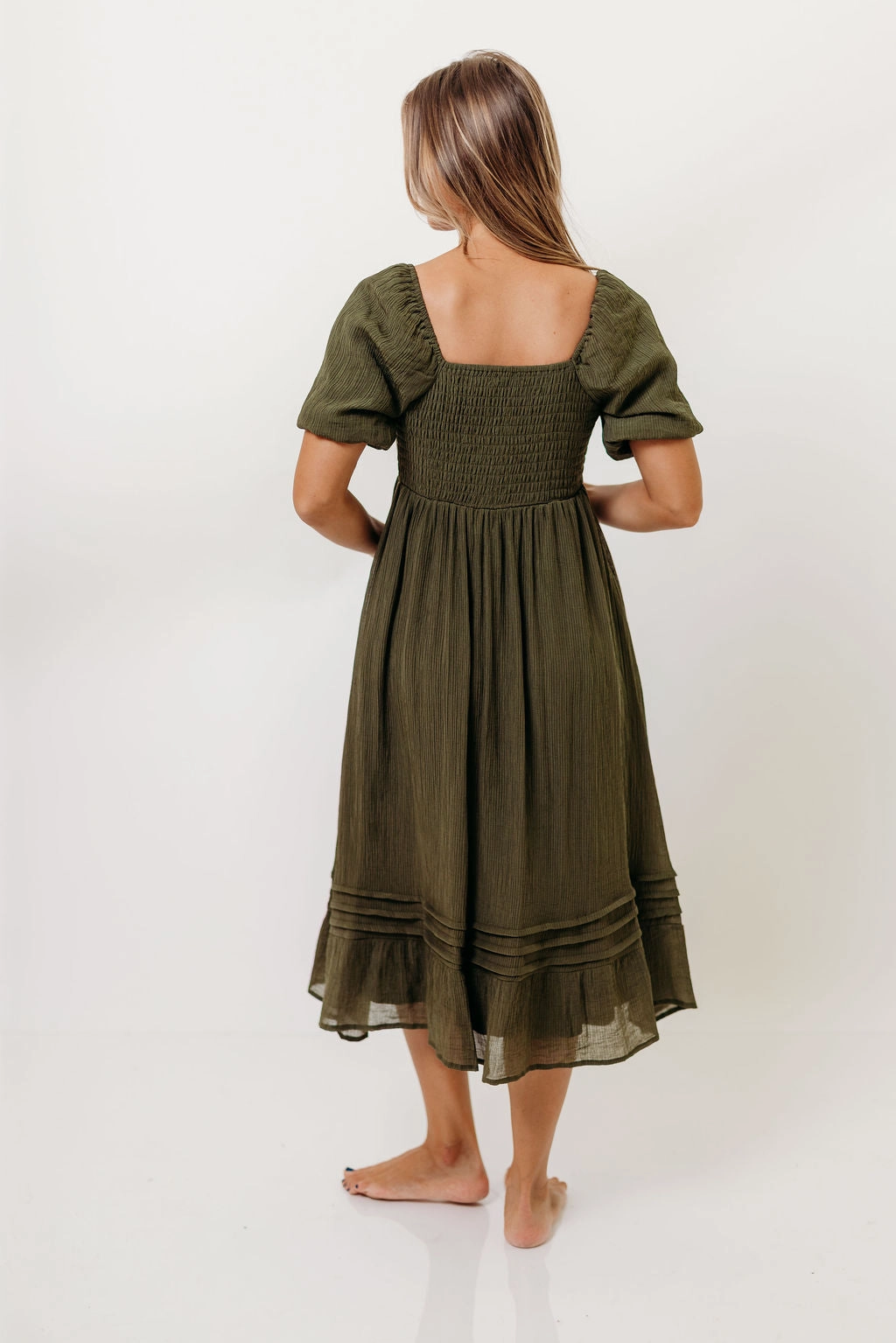 Bronte Midi Dress in Calla Green Natural Feel