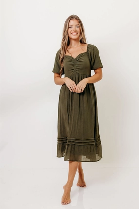 Bronte Midi Dress in Calla Green Silk Shine