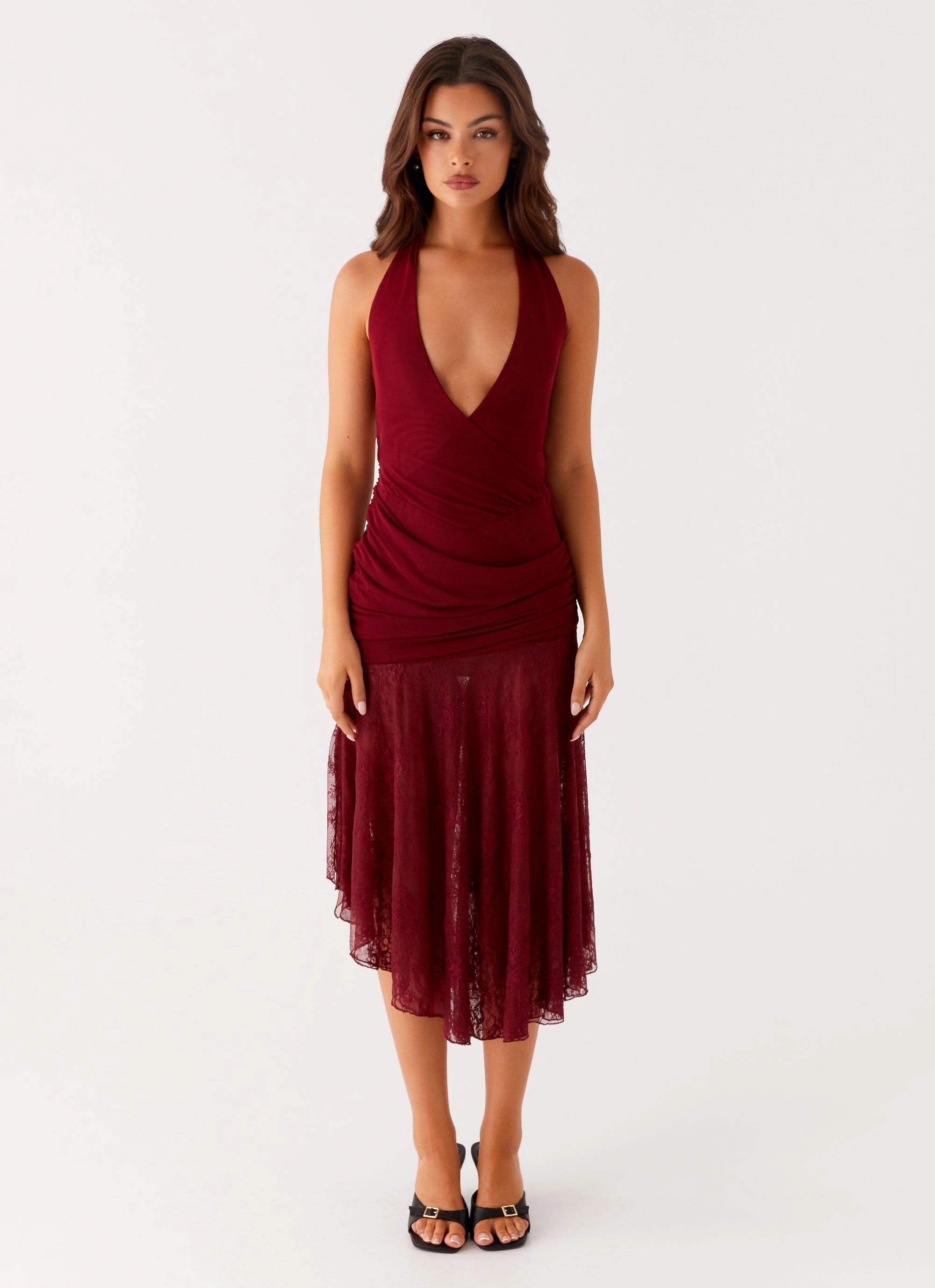 Burnout Midi Dress - Maroon Chic Fit Everyday Piece