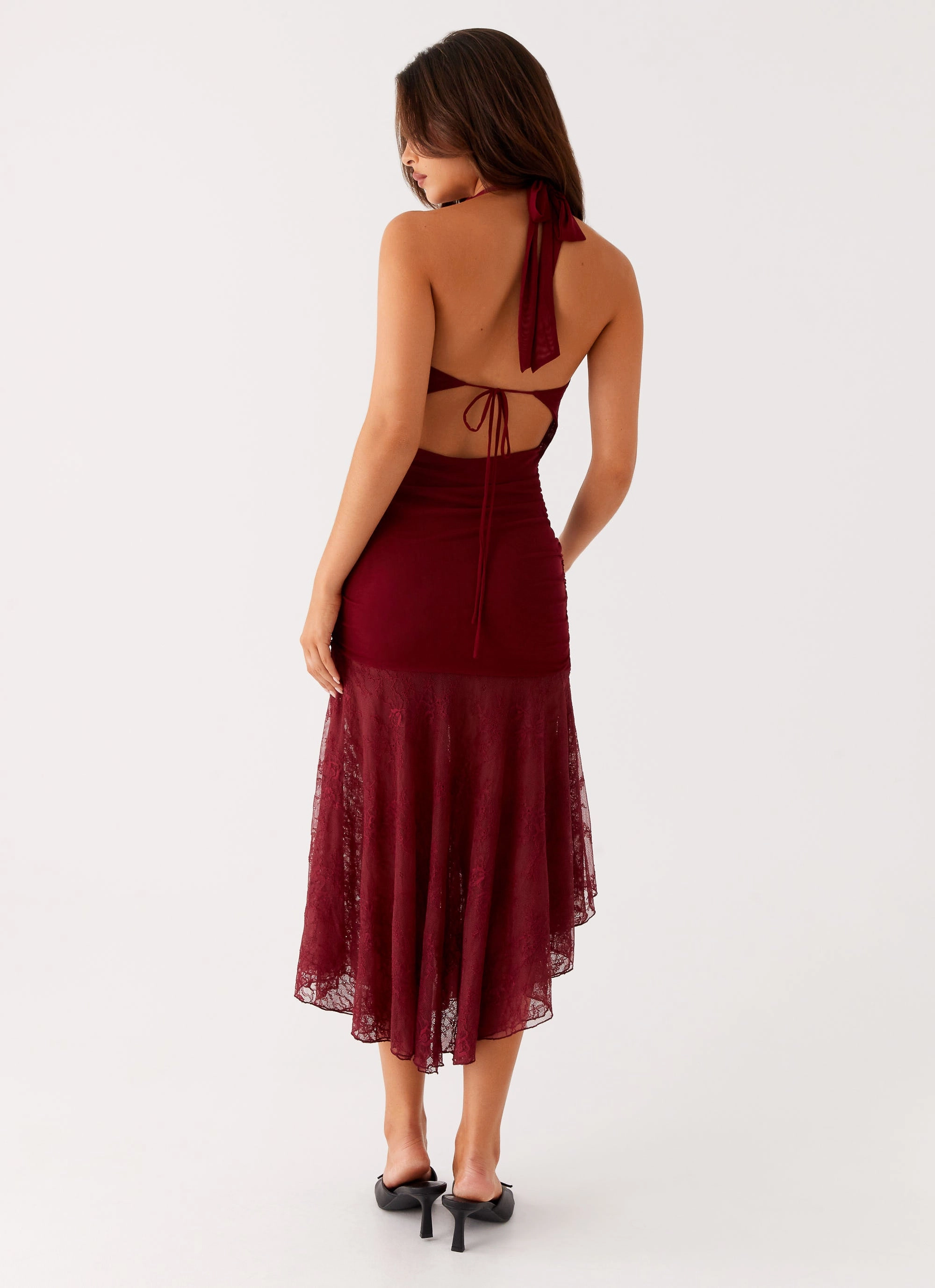 Burnout Midi Dress - Maroon Shine Finish