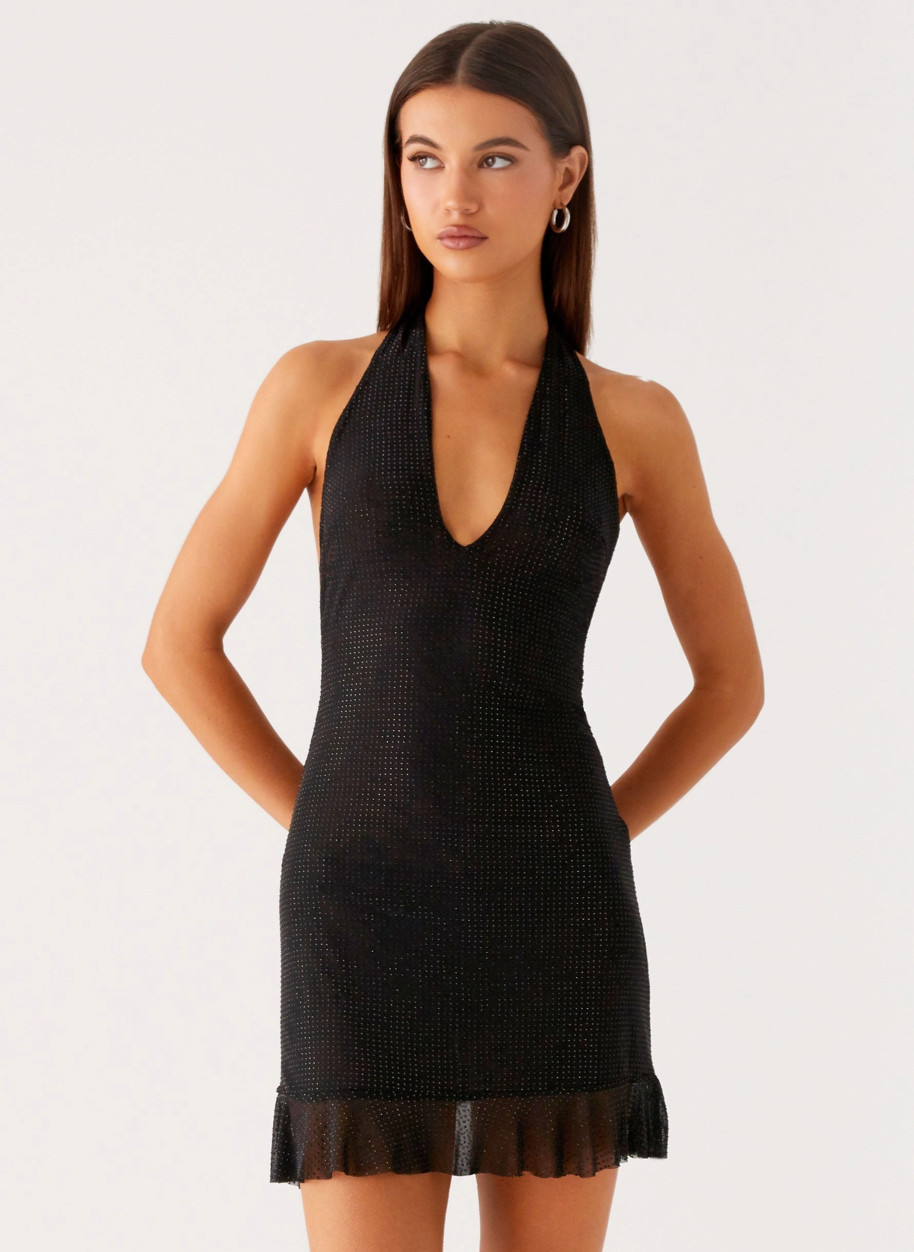 Odrella Sequin Mini Dress - Black Fashionable Wear