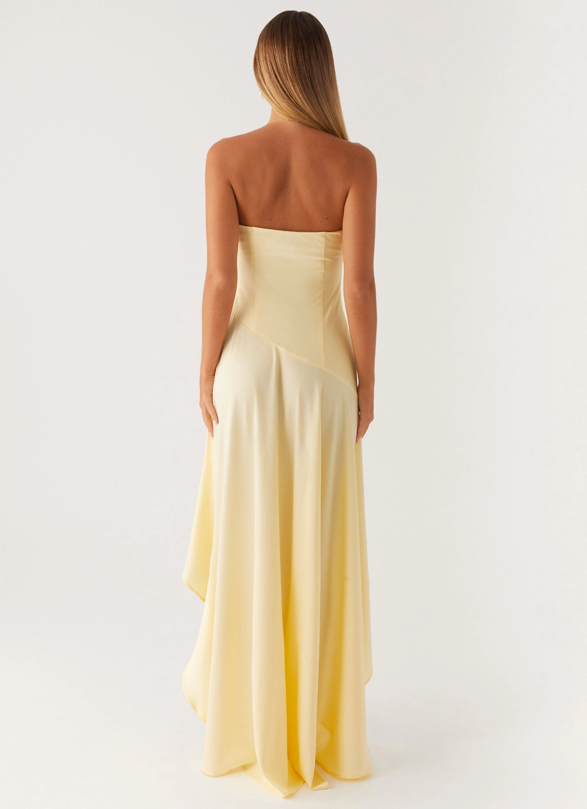 Bodie Maxi Dress - Pastel Yellow Mature Glam Flattering Silhouette