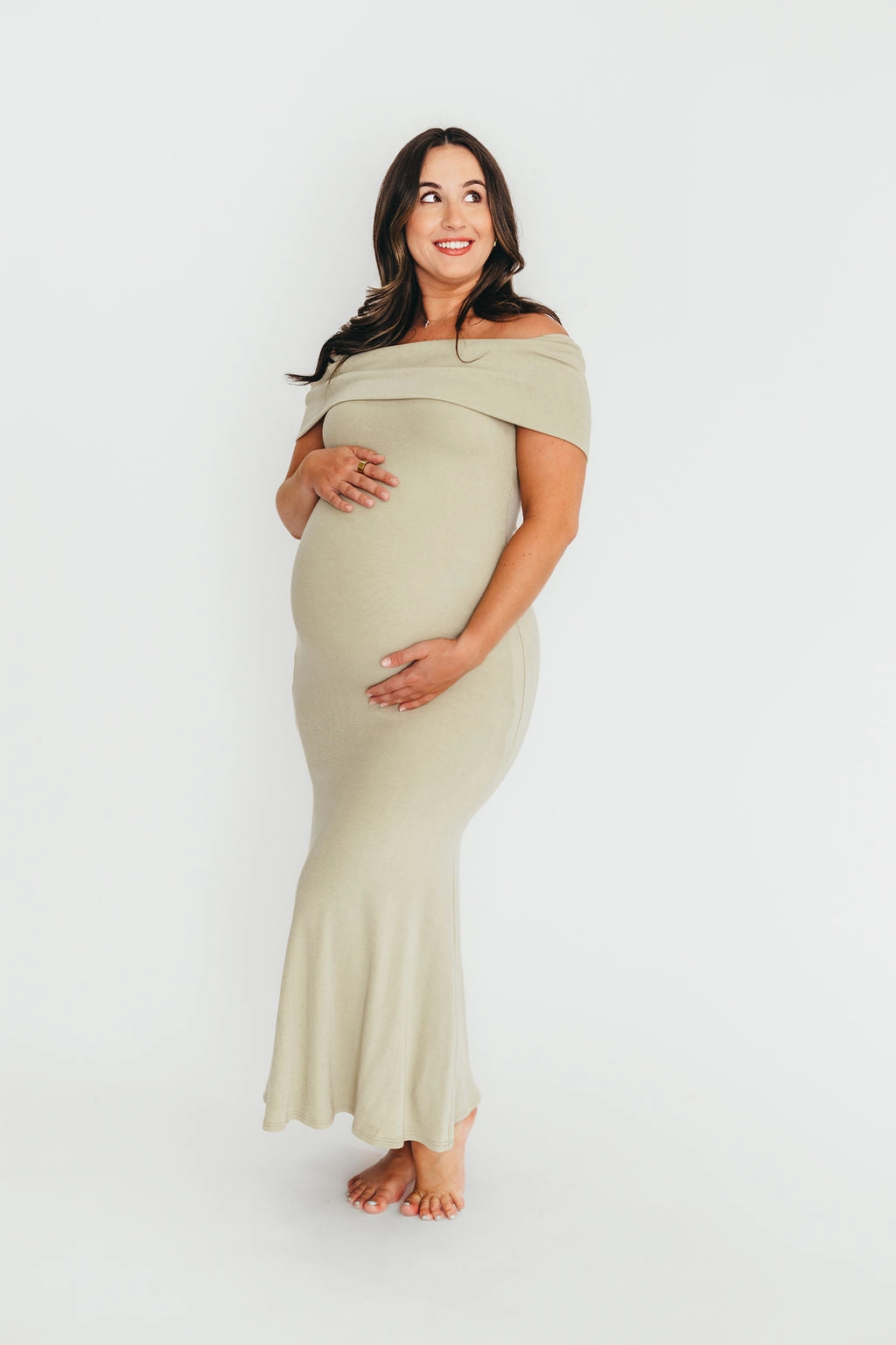 Monroe Maxi Dress in Sage - Bump Friendly Dance Night