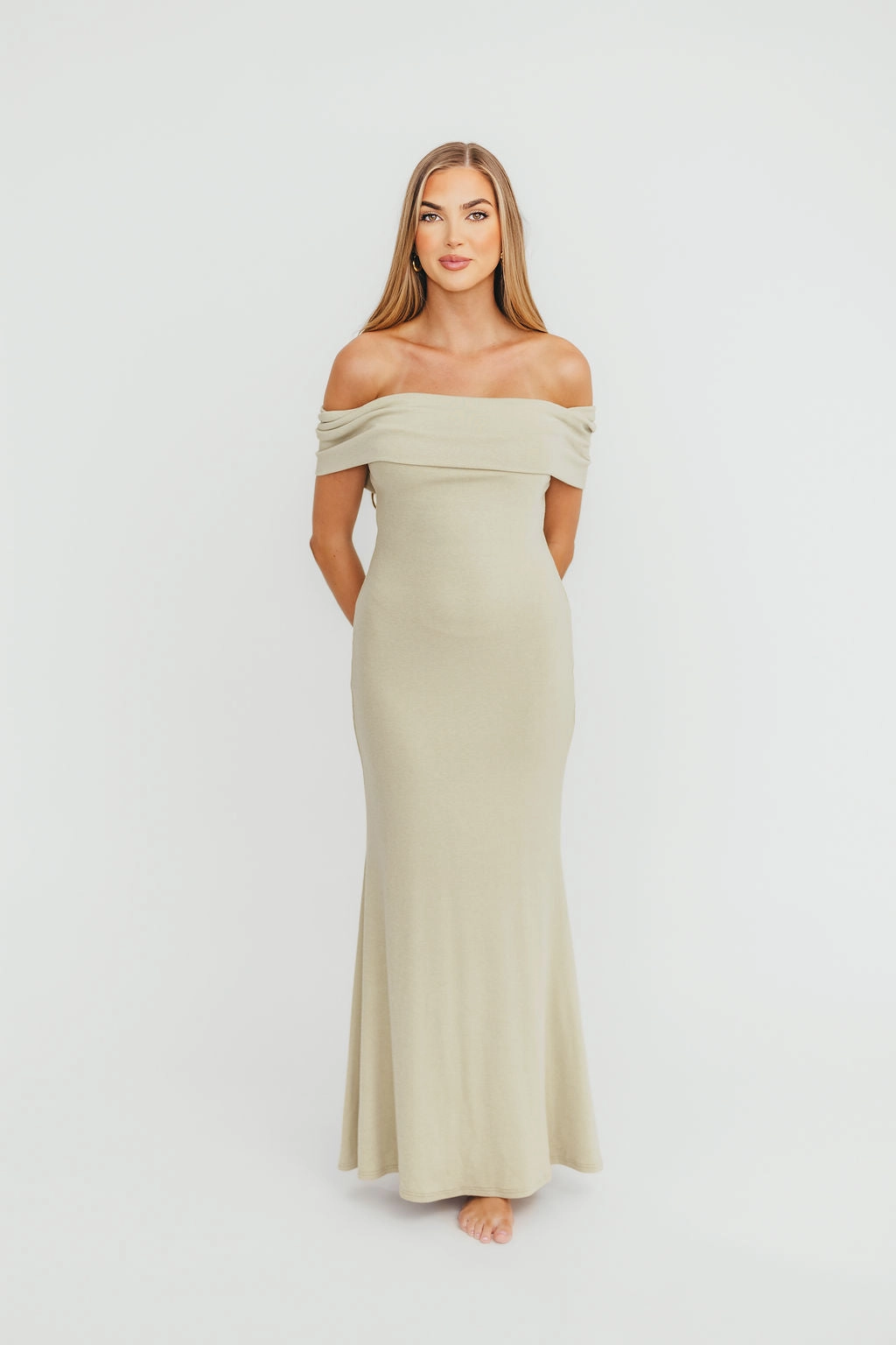 Monroe Maxi Dress in Sage - Bump Friendly Nordic Calm Cotton-Blend