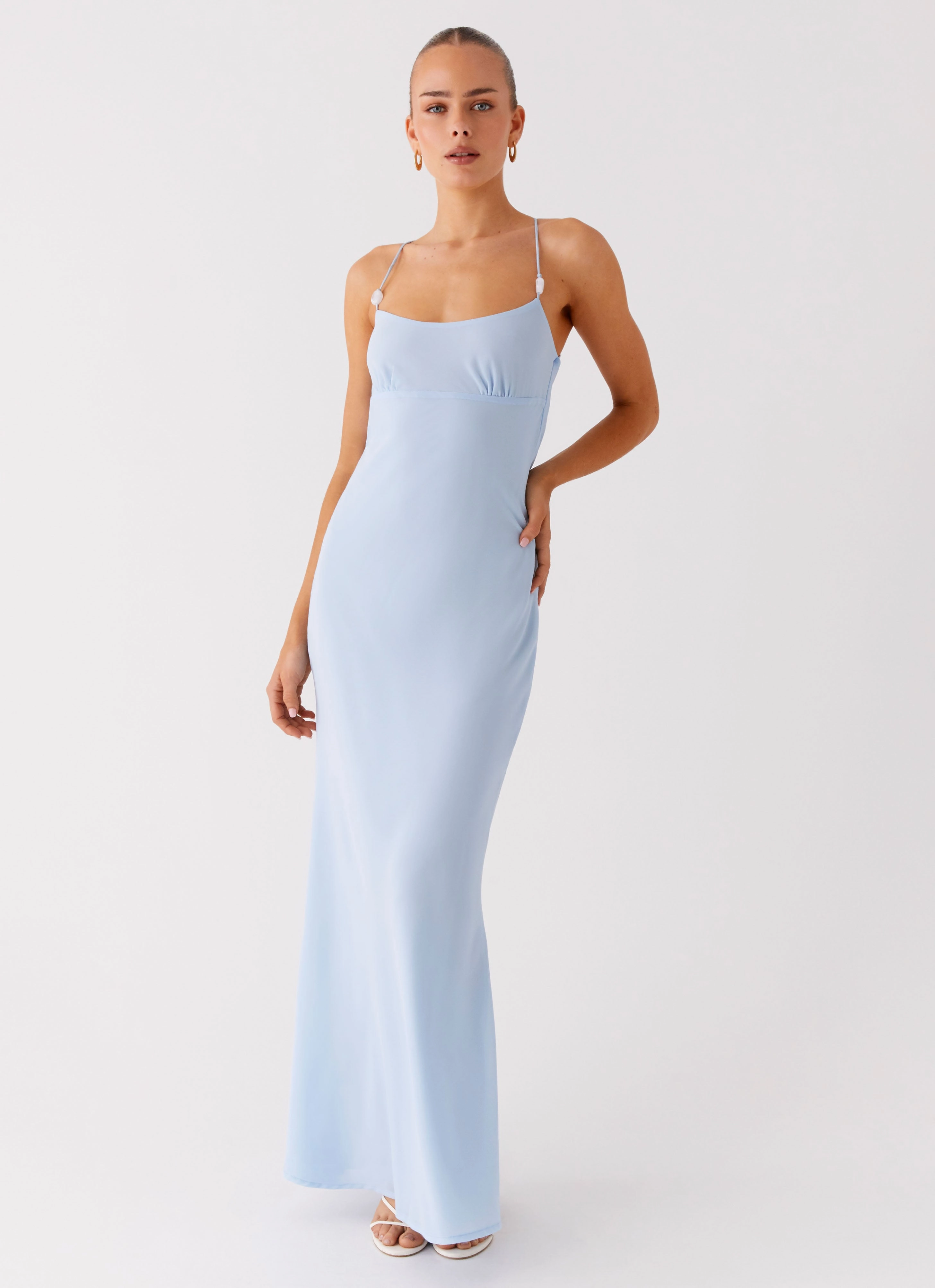 Cabello Maxi Dress - Pale Blue Gemstone-Detail