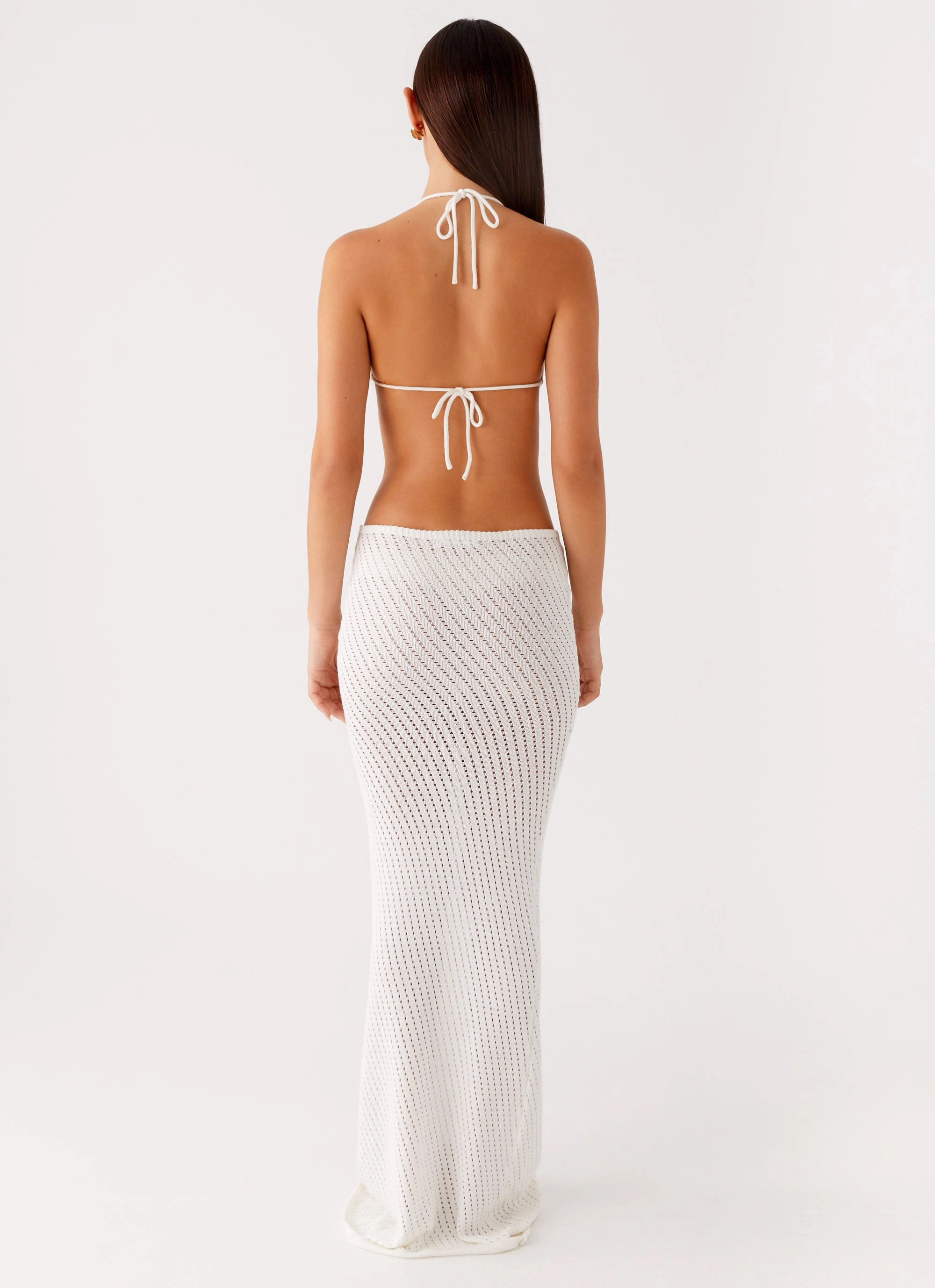 Caicos Crochet Maxi Dress - White Tailored-fit