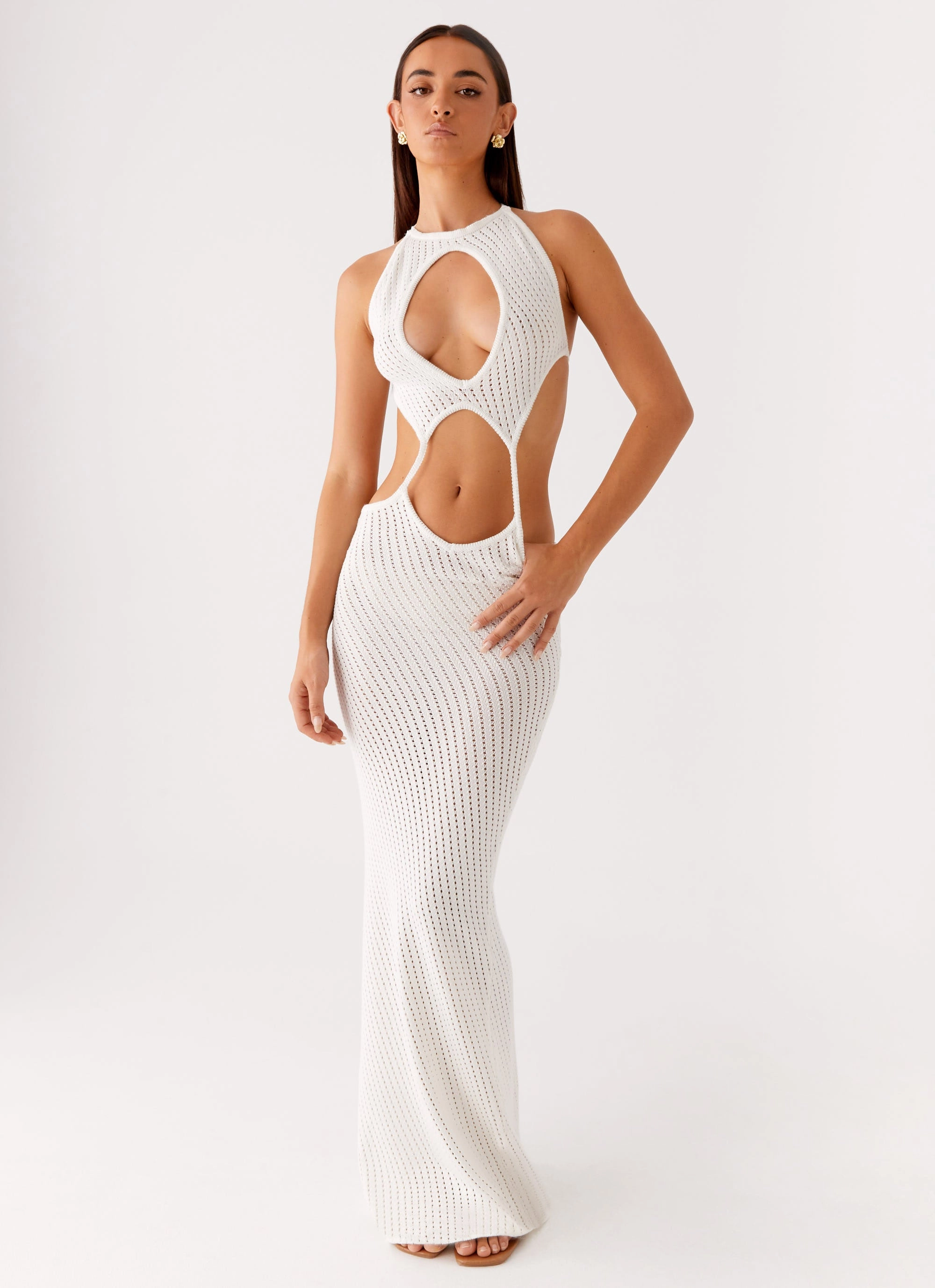 Caicos Crochet Maxi Dress - White Motion Light