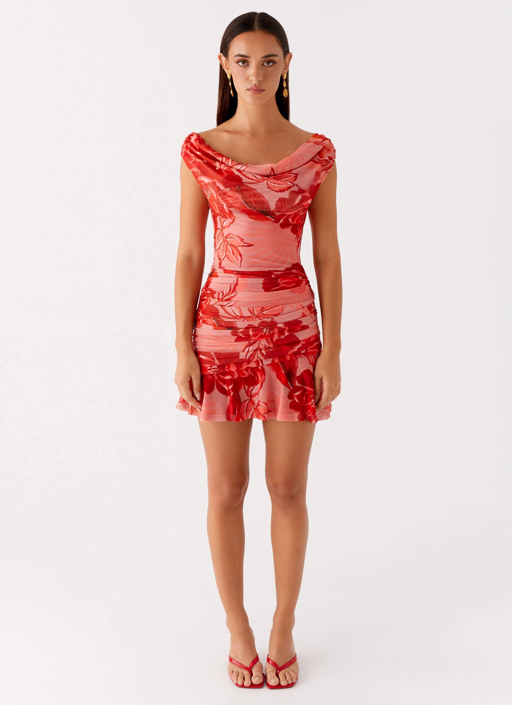 Cait Mini Dress - Sicily Sunsets Print Fresh Form Elegant brunch outfit