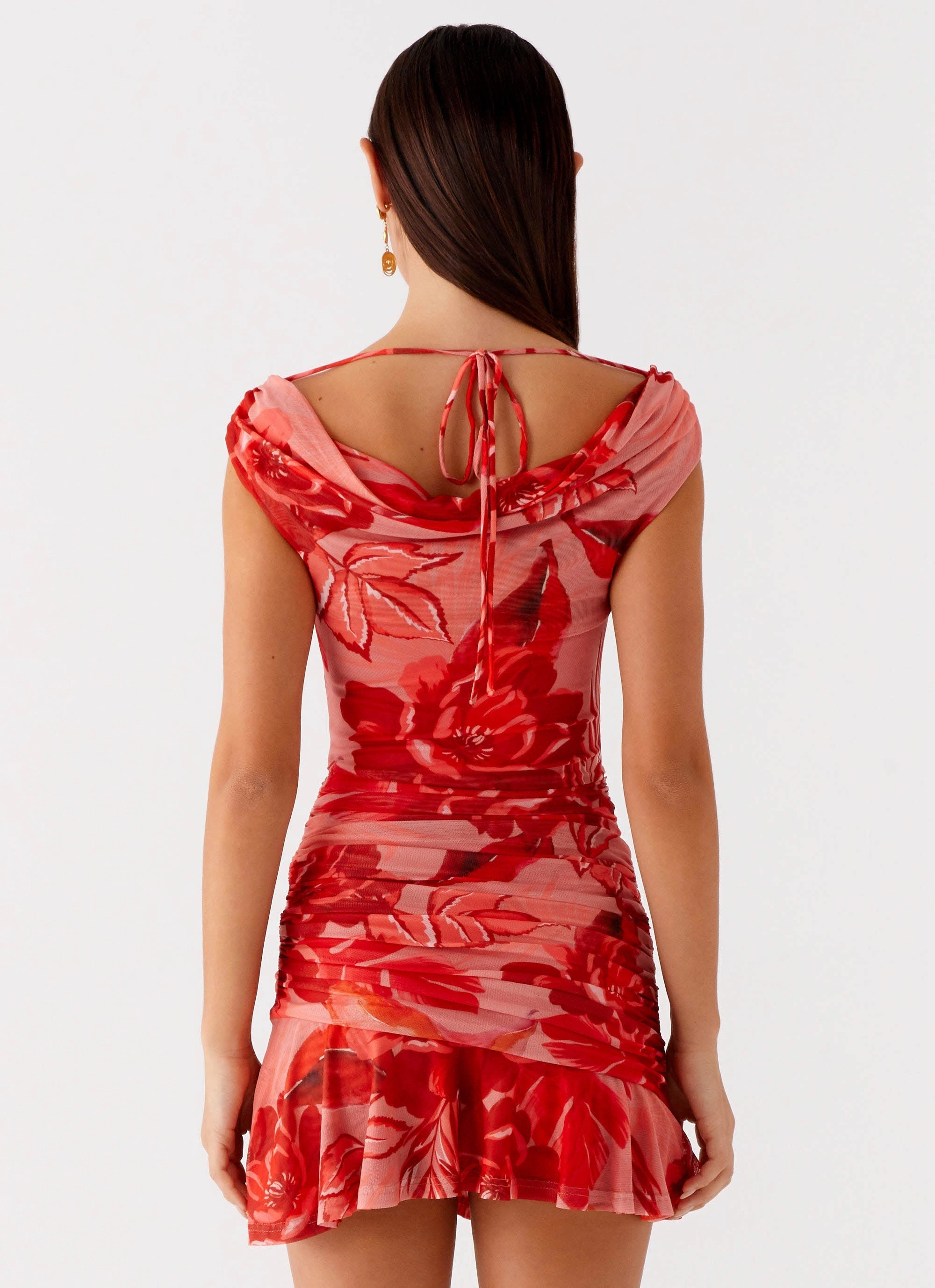 Cait Mini Dress - Sicily Sunsets Print Balloon-Sleeve Luxe Mood