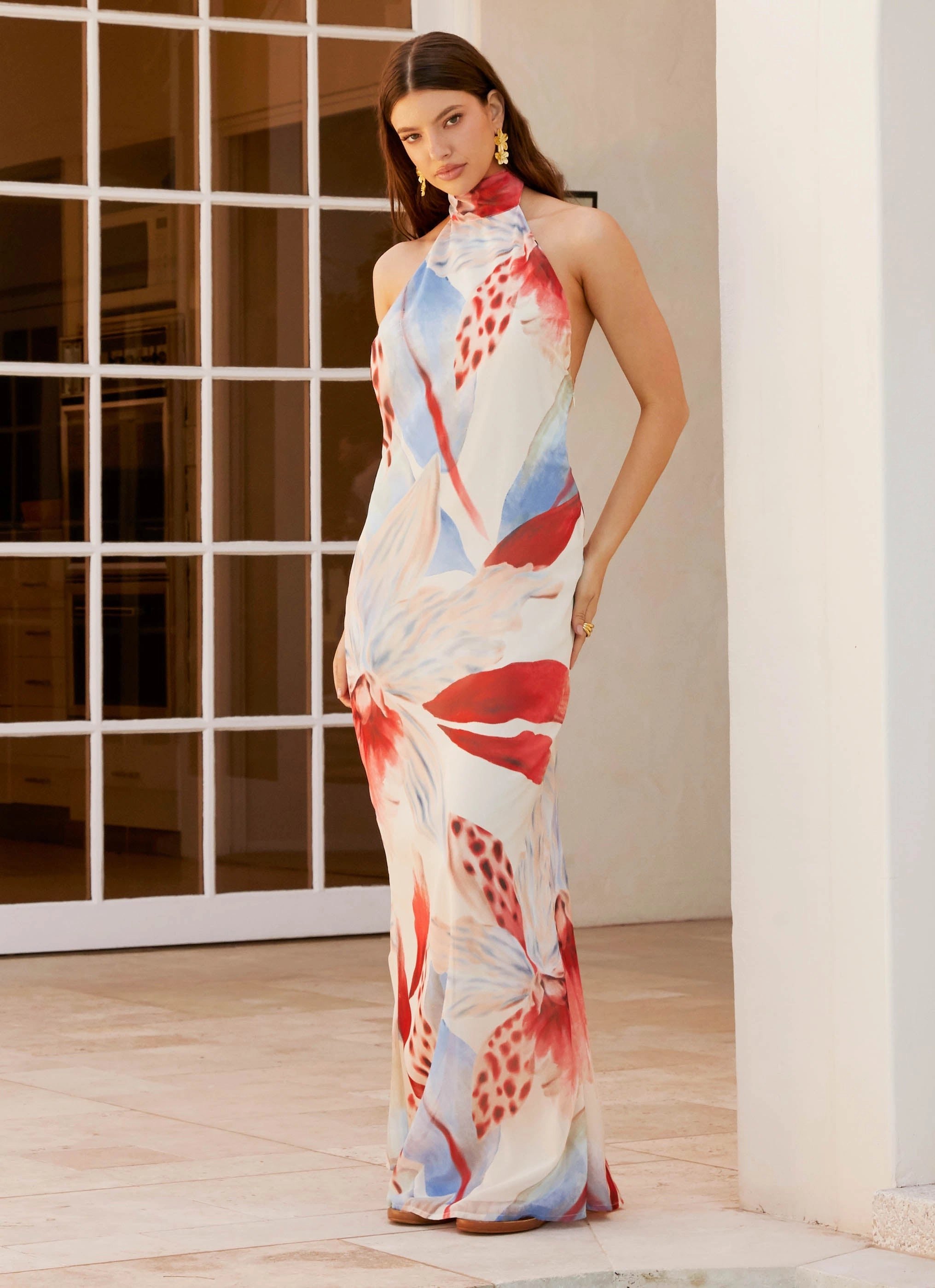 California Maxi Dress - Deep Sea Bloom Office Tone