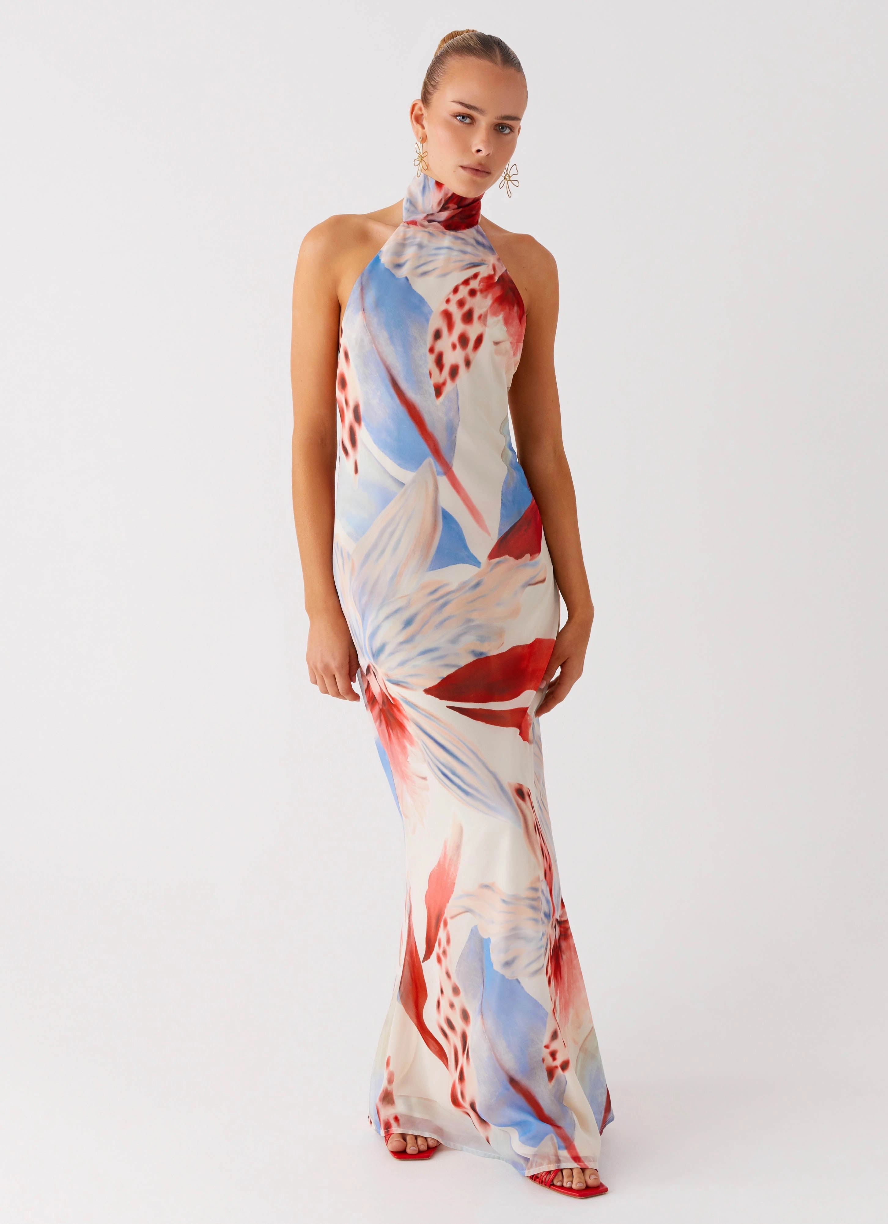 California Maxi Dress - Deep Sea Bloom Urban Motion Sharp Profile