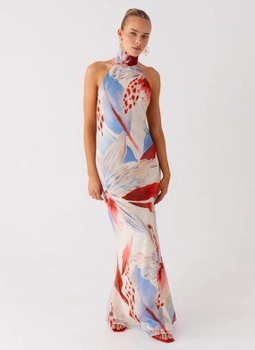 California Maxi Dress - Deep Sea Bloom Urban Motion Sharp Profile