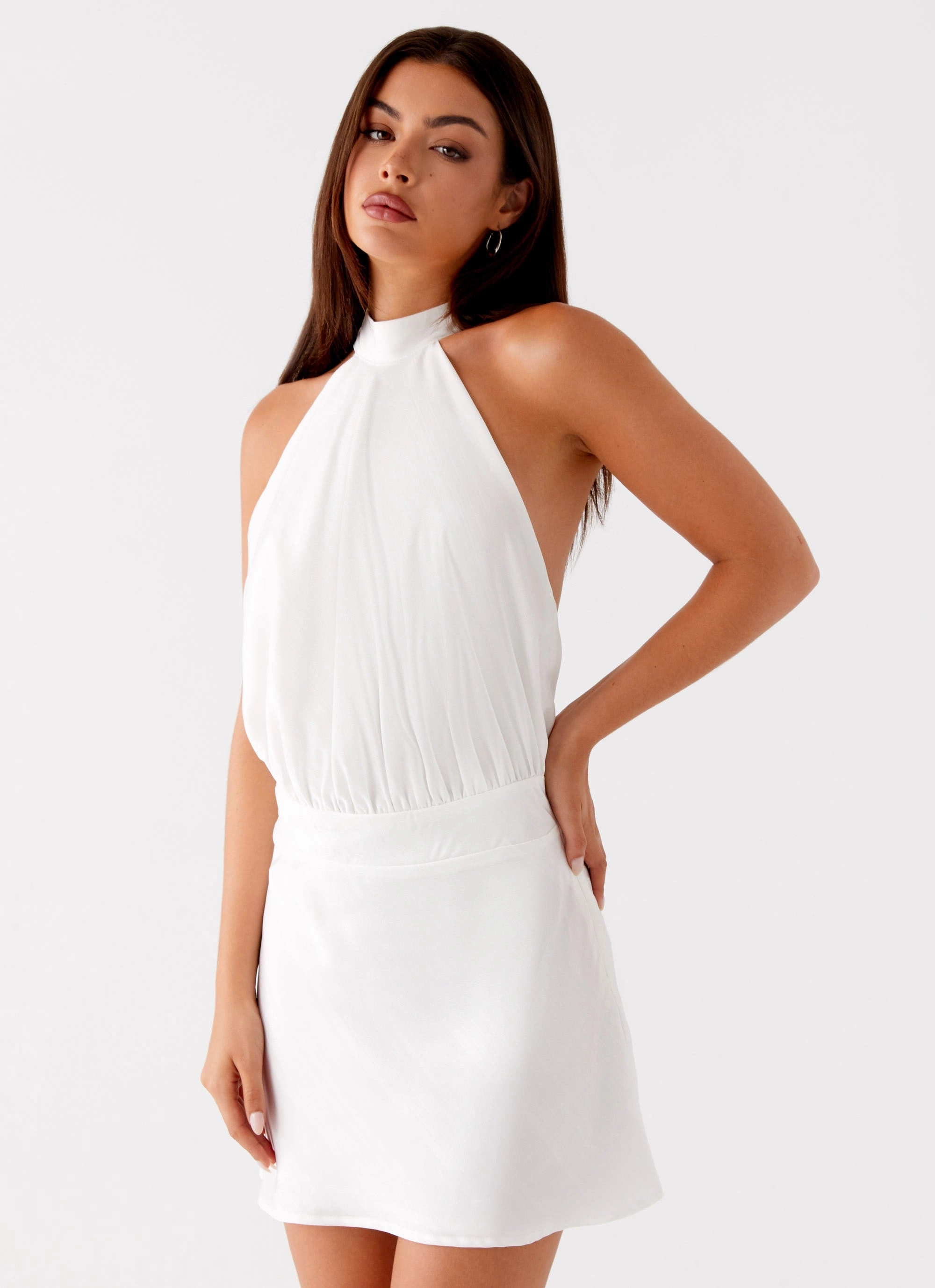 Camera Shy Mini Dress - Ivory Silky Movement