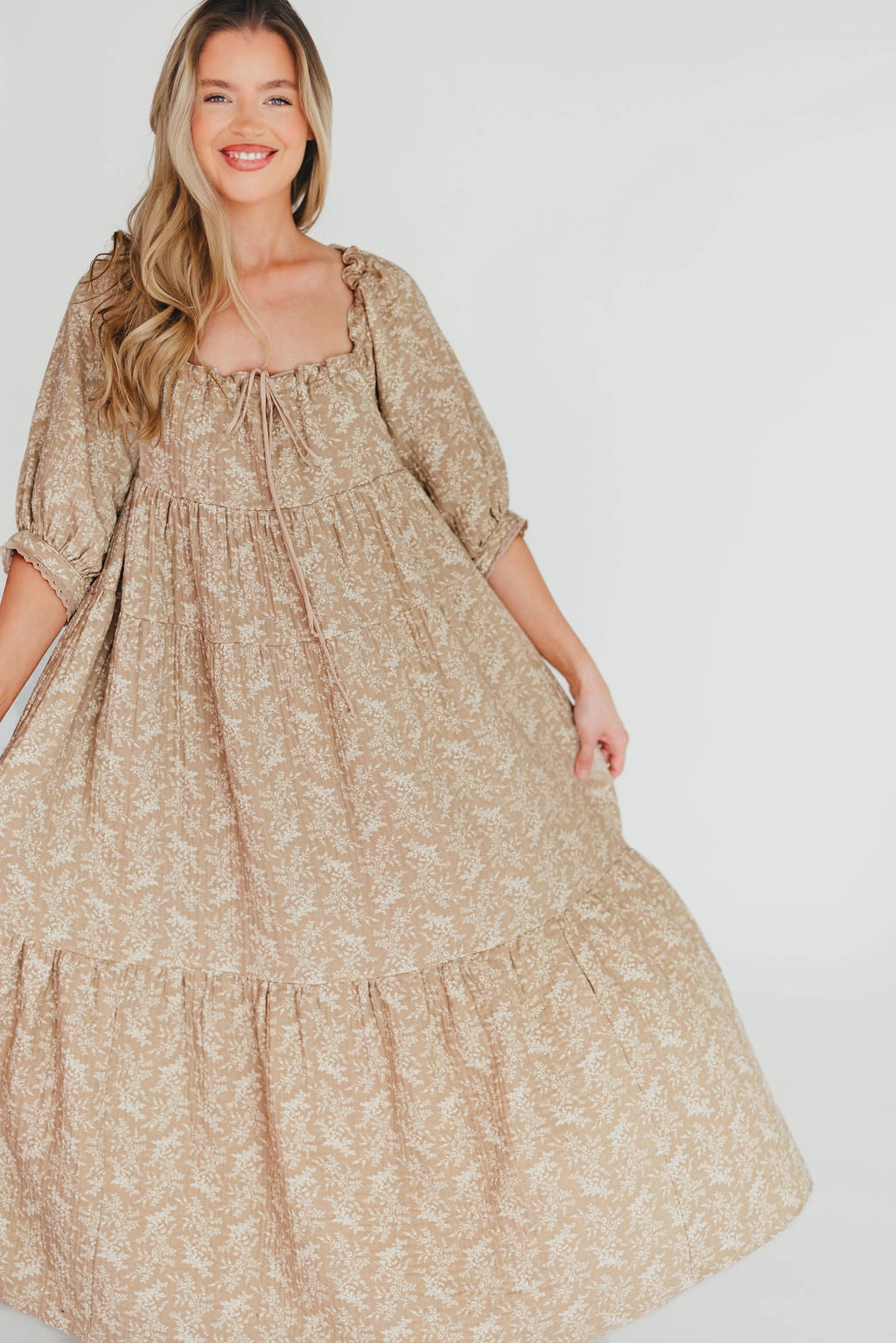 Cara 100% Cotton Maxi Dress in Mocha - Bump Friendly (XS-XL) Seasonal Fit Lightweight Fabric