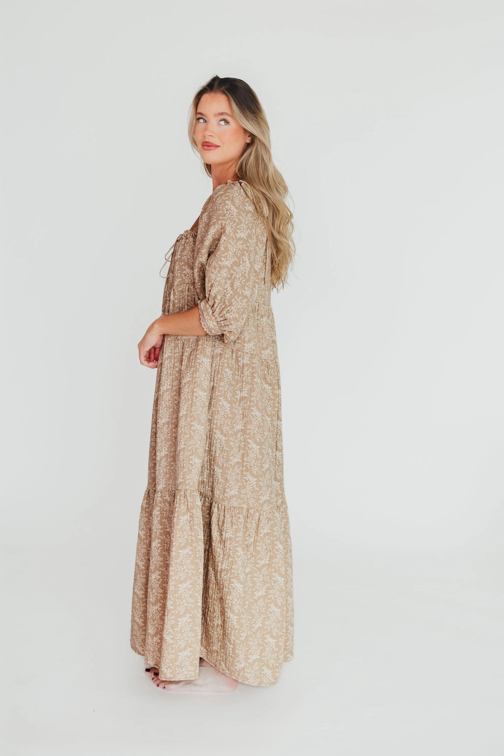 Cara 100% Cotton Maxi Dress in Mocha - Bump Friendly (XS-XL) Flower Soft