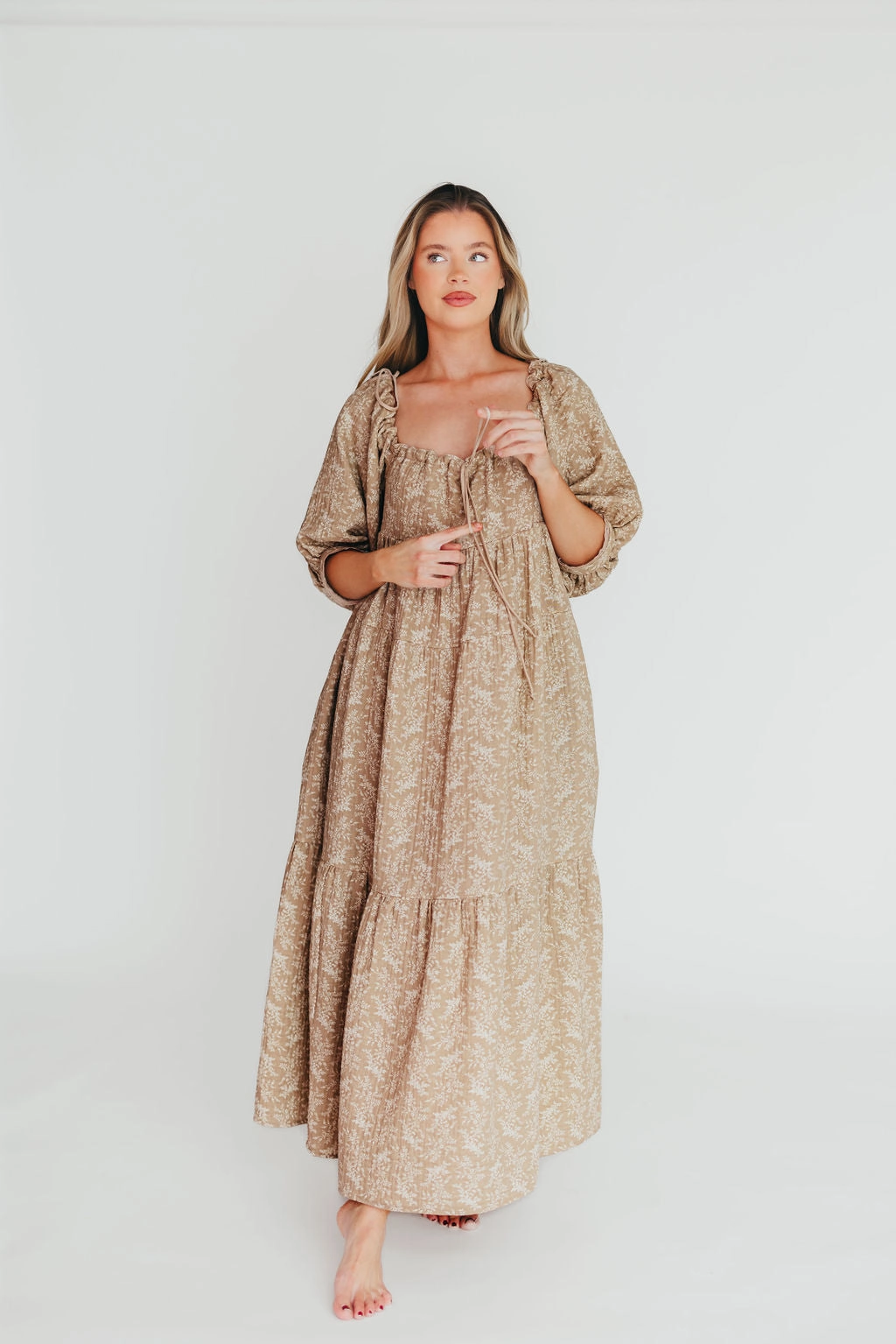 Cara 100% Cotton Maxi Dress in Mocha - Bump Friendly (XS-XL) Heart Glow Soft Movement