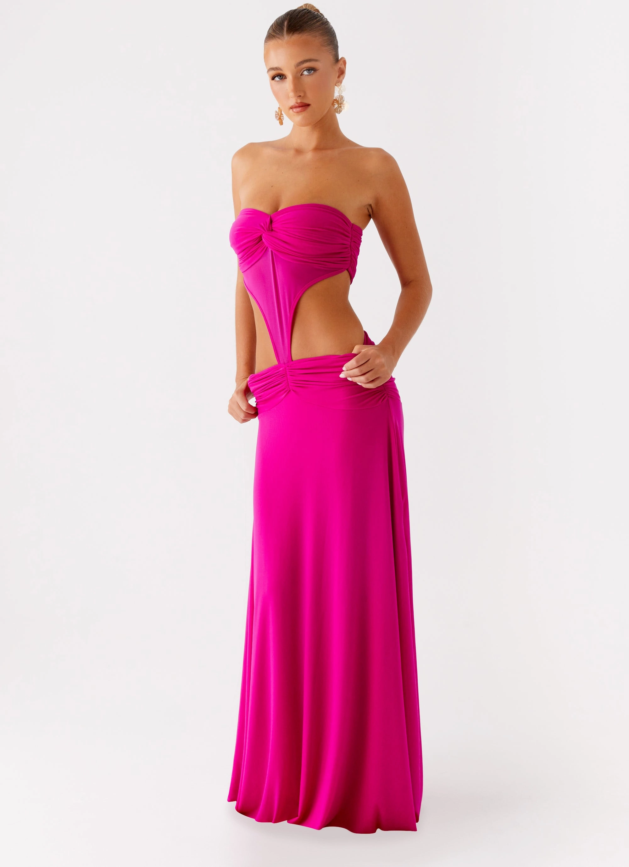 Beaded-Edge Carlene Maxi Dress - Fuchsia
