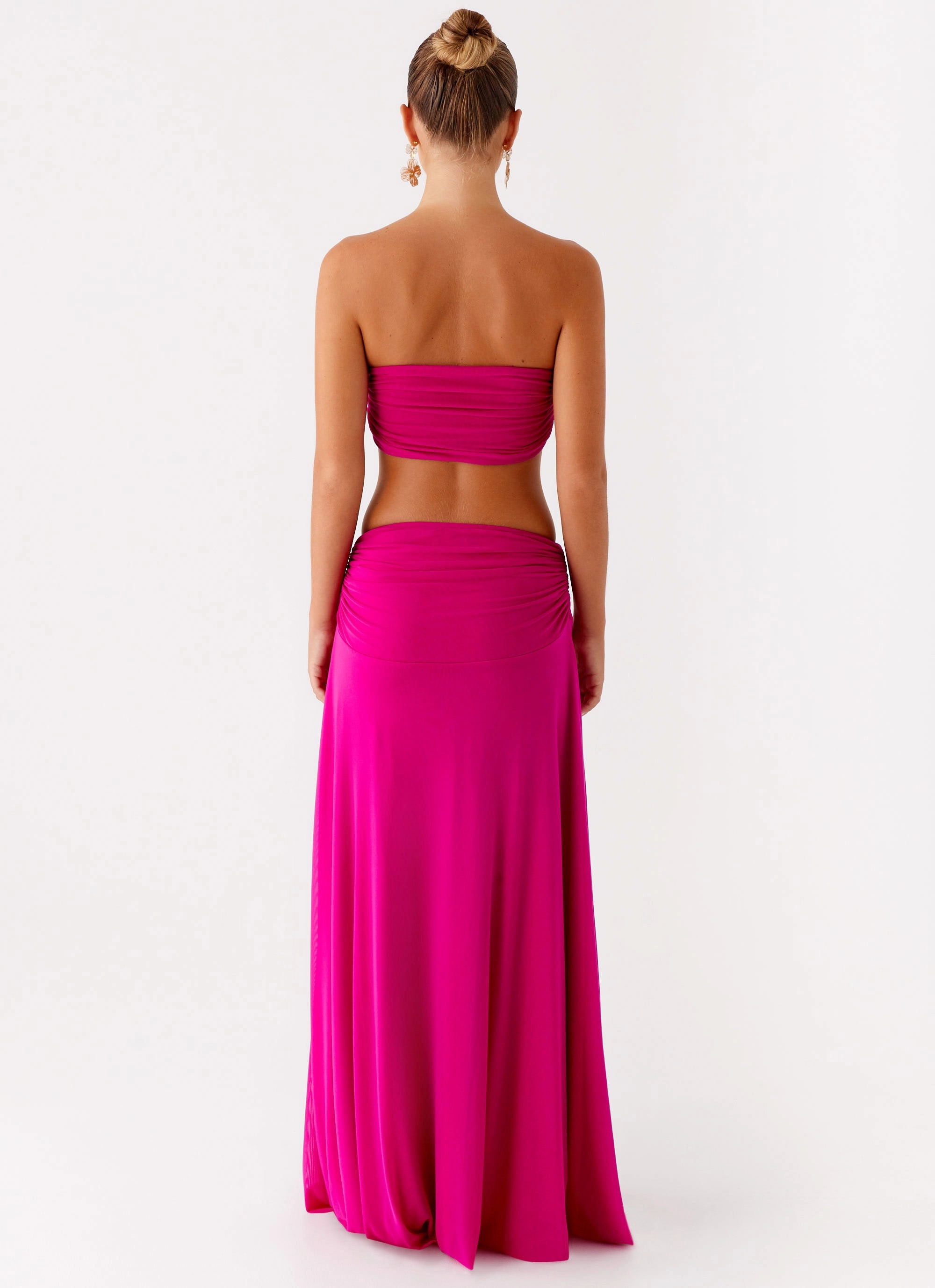 Carlene Maxi Dress - Fuchsia Button-Cuff