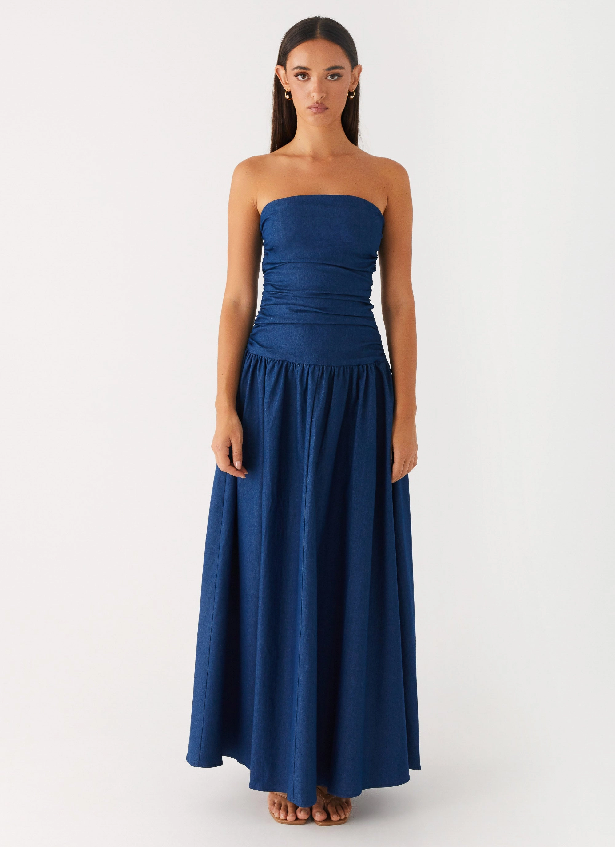Carmel Denim Maxi Dress - Indigo Body Positive Smart Texture