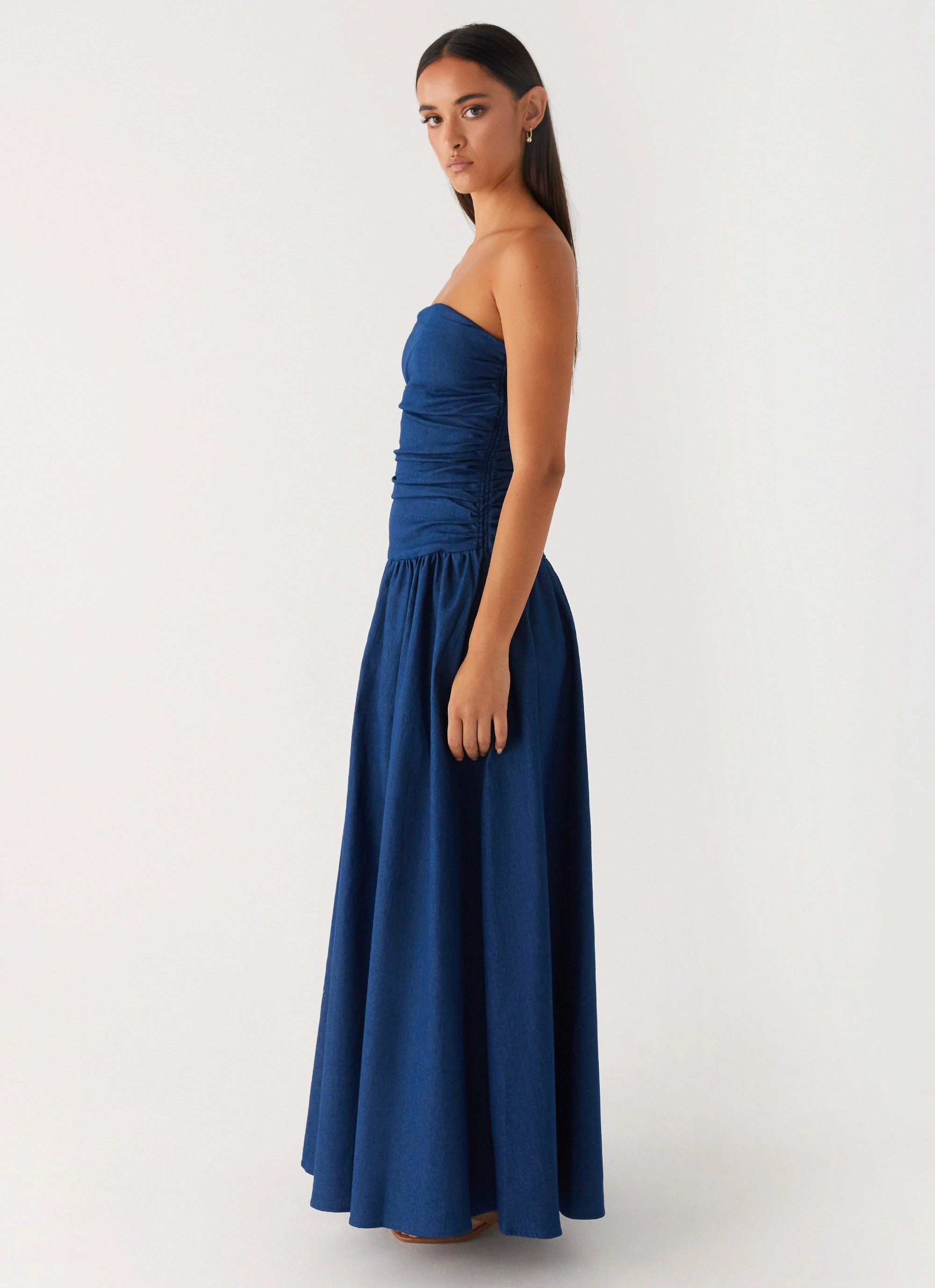 Calm Silhouette Carmel Denim Maxi Dress - Indigo