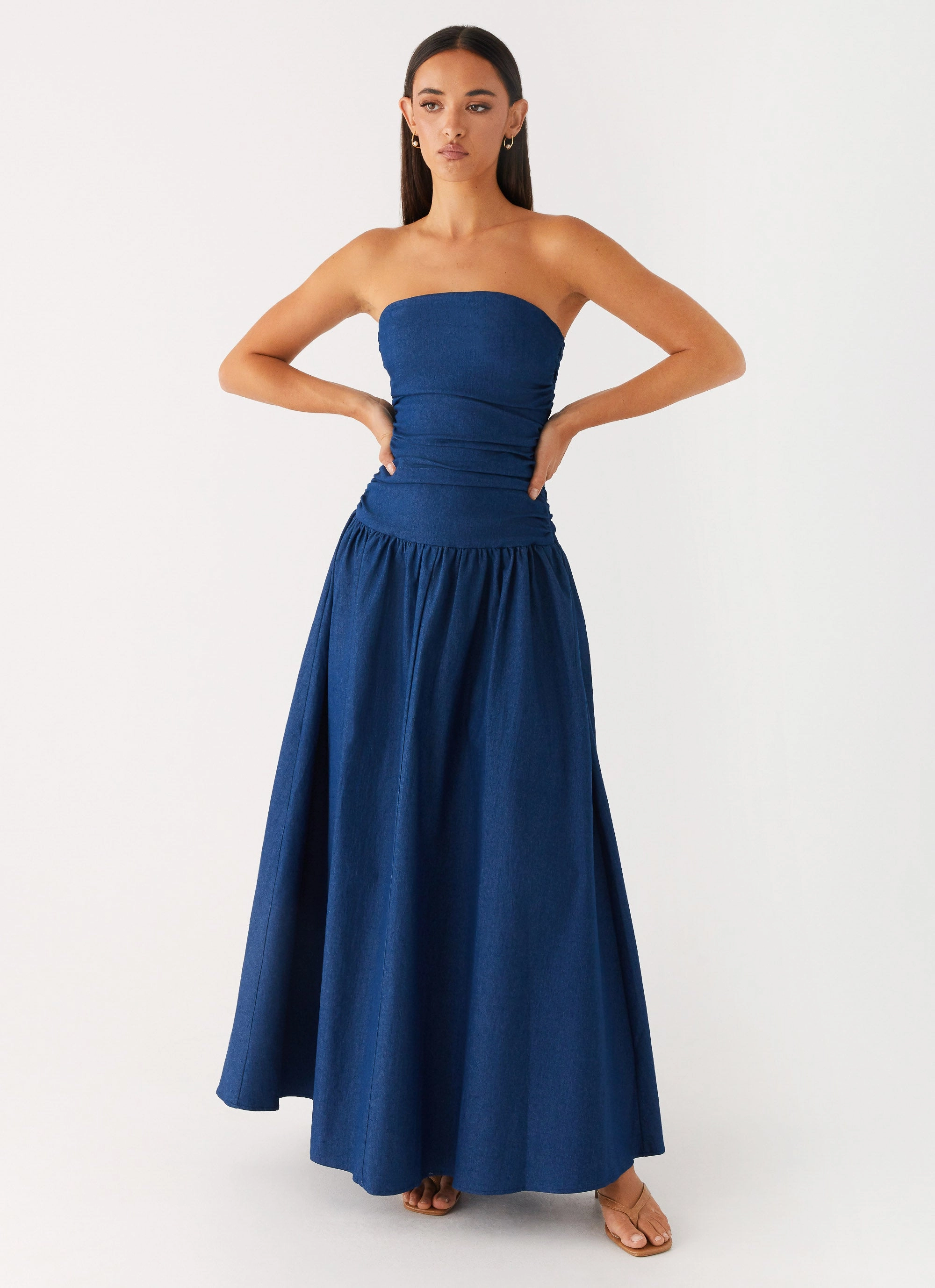 Carmel Denim Maxi Dress - Indigo Layer Base Chill Fashion
