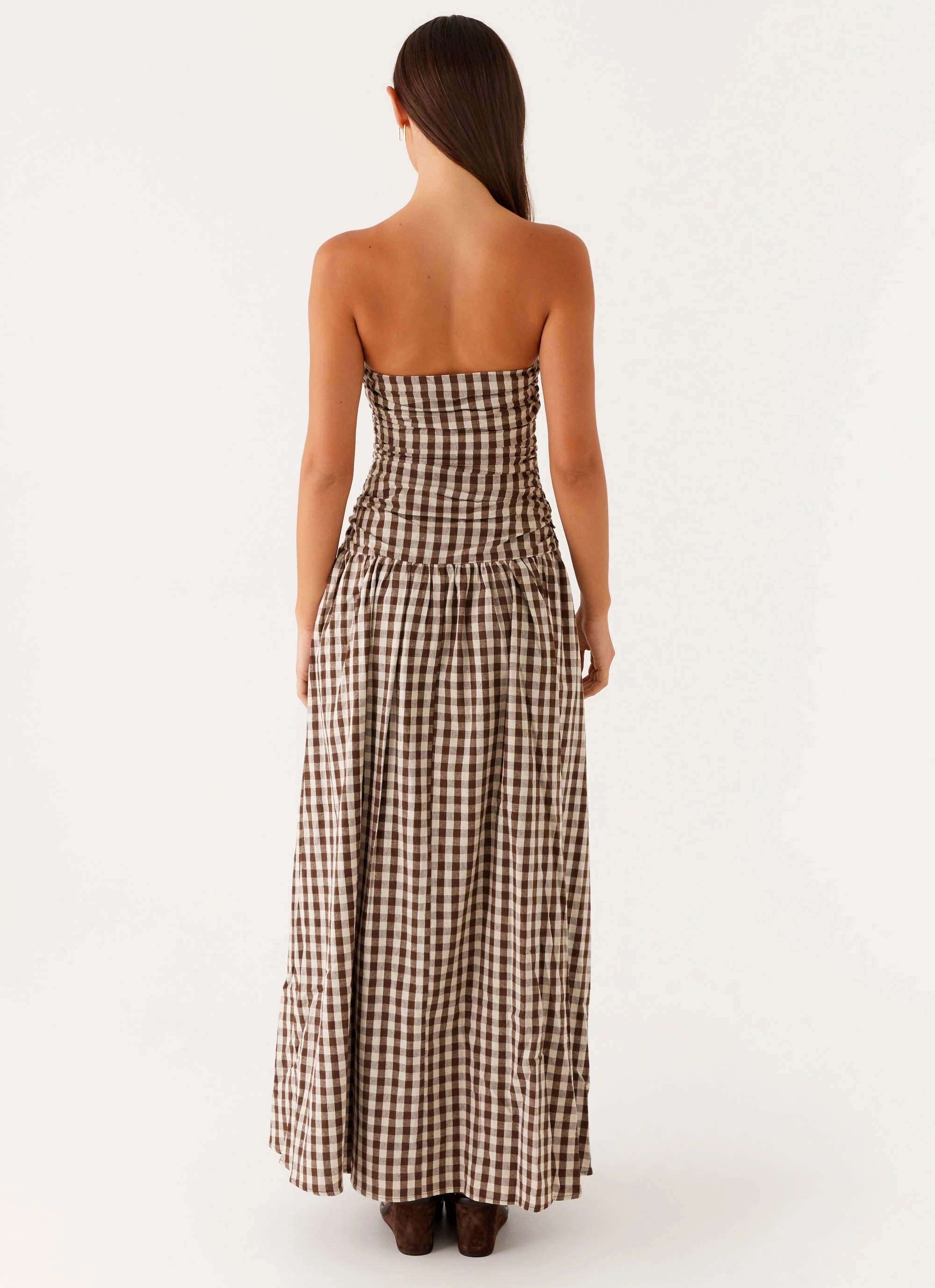 Carmel Maxi Dress - Brown Gingham Vibrant patterned dress