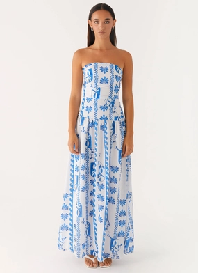 Subtle tone Carmel Maxi Dress - Floral Wave