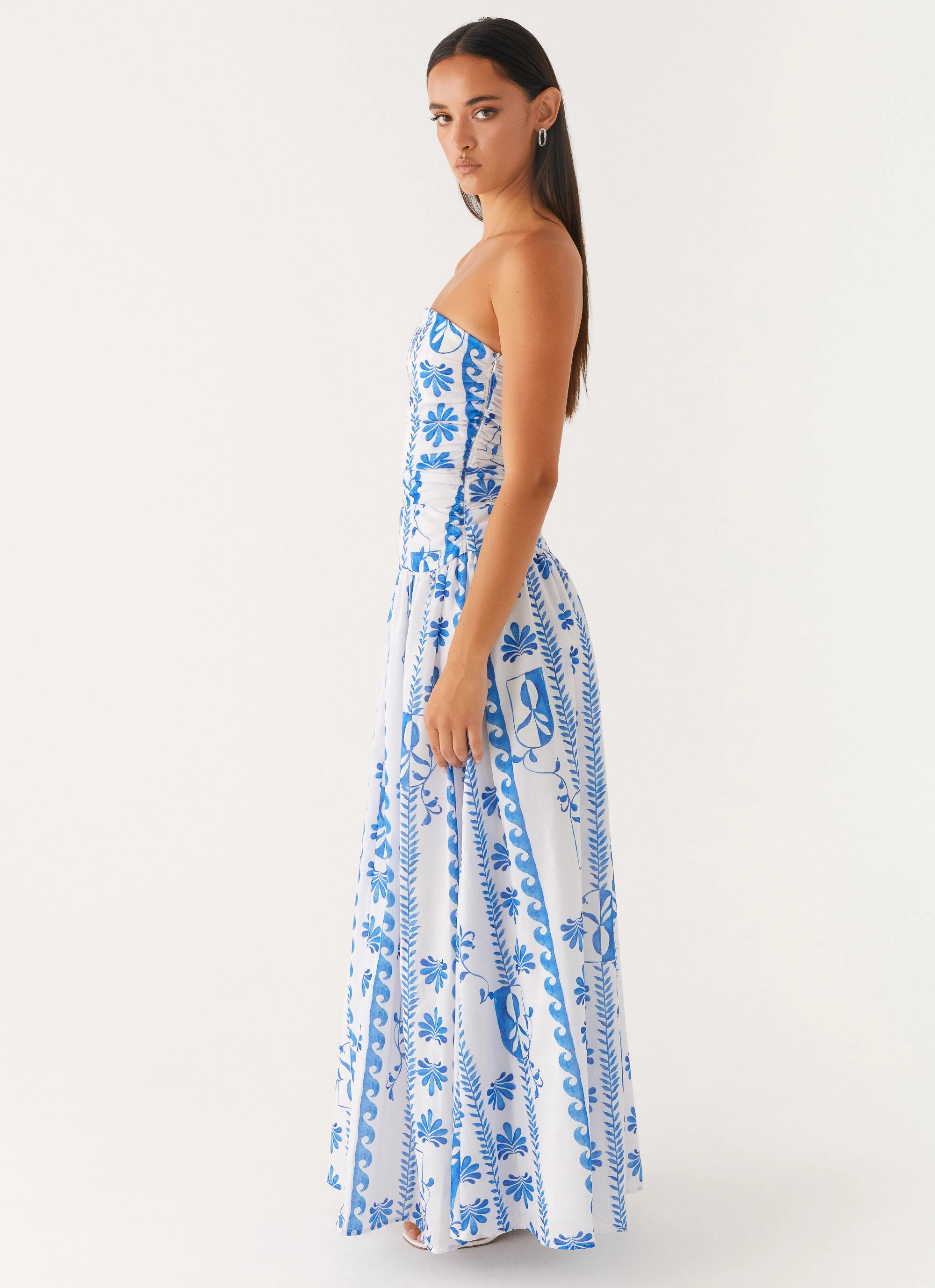 Comfy Shape Scandi Clean Carmel Maxi Dress - Floral Wave
