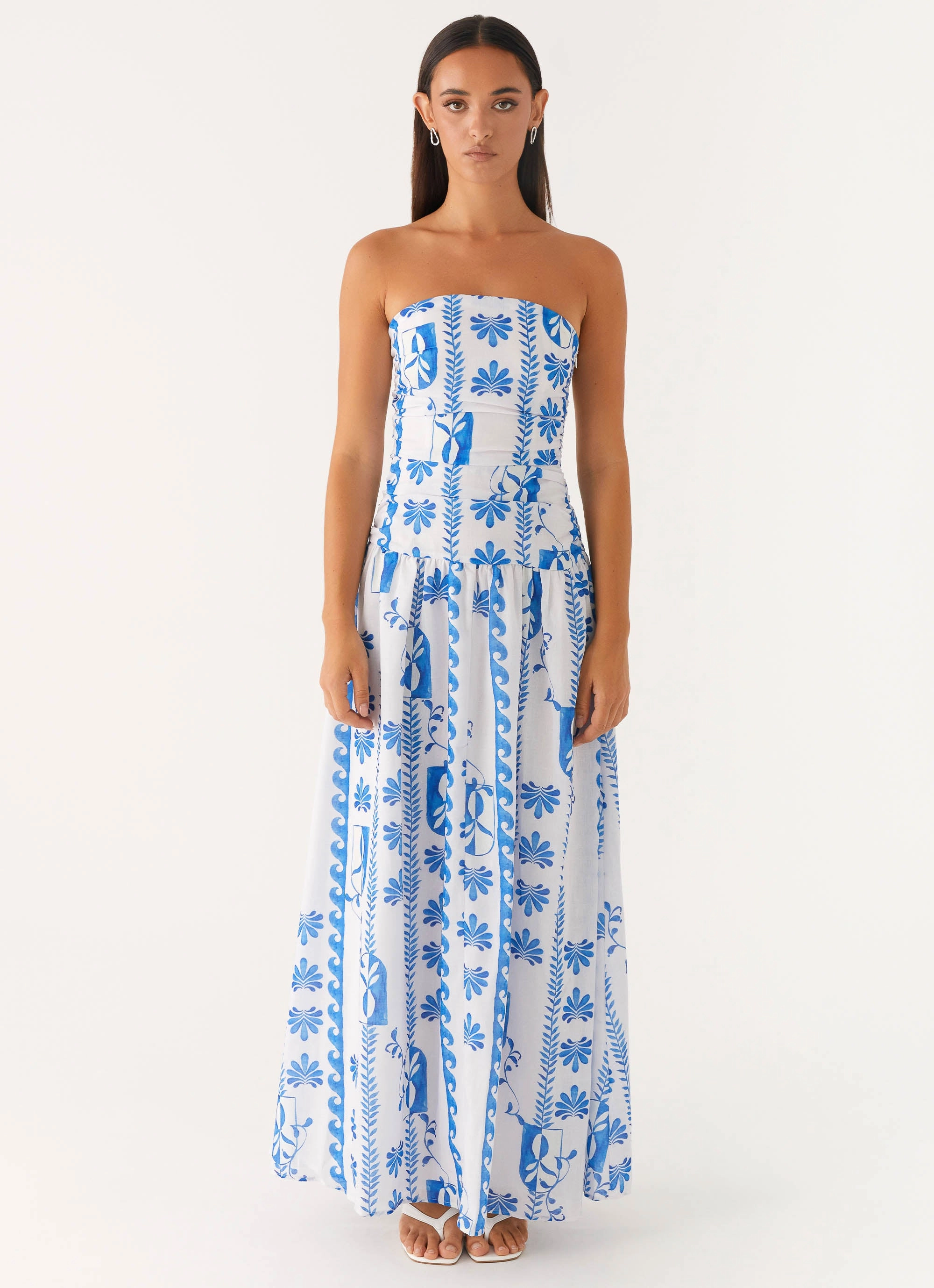Subtle tone Carmel Maxi Dress - Floral Wave
