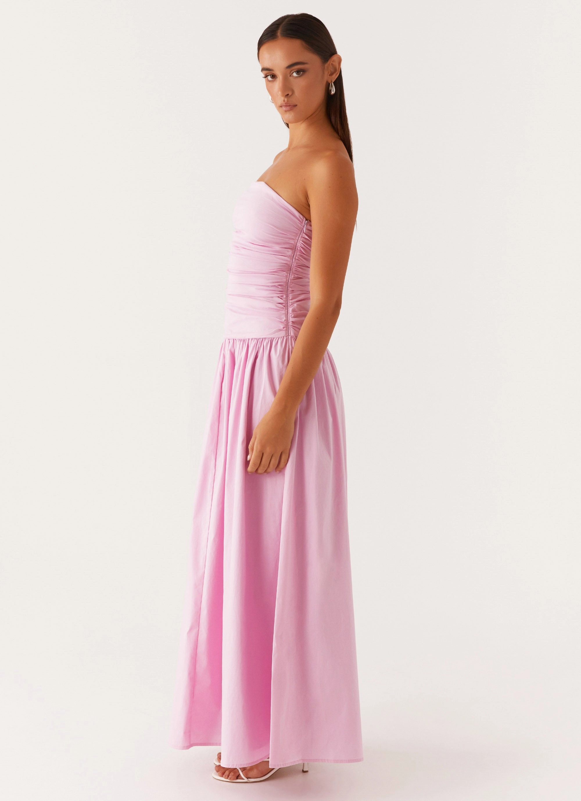 Travel piece Metallic-Shine Carmel Maxi Dress - Pink