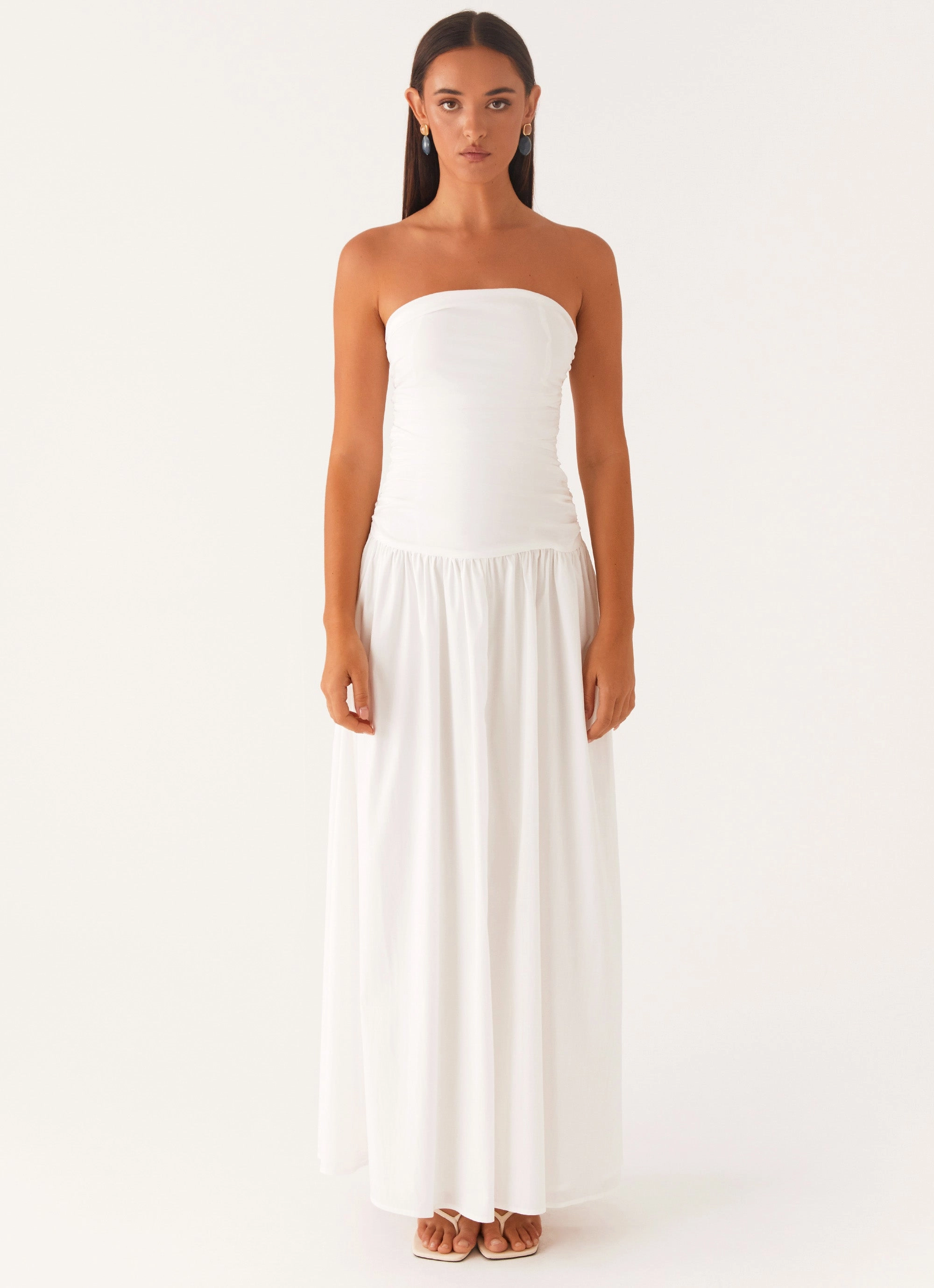 Stain-Resistant Chic Statement Carmel Maxi Dress - White