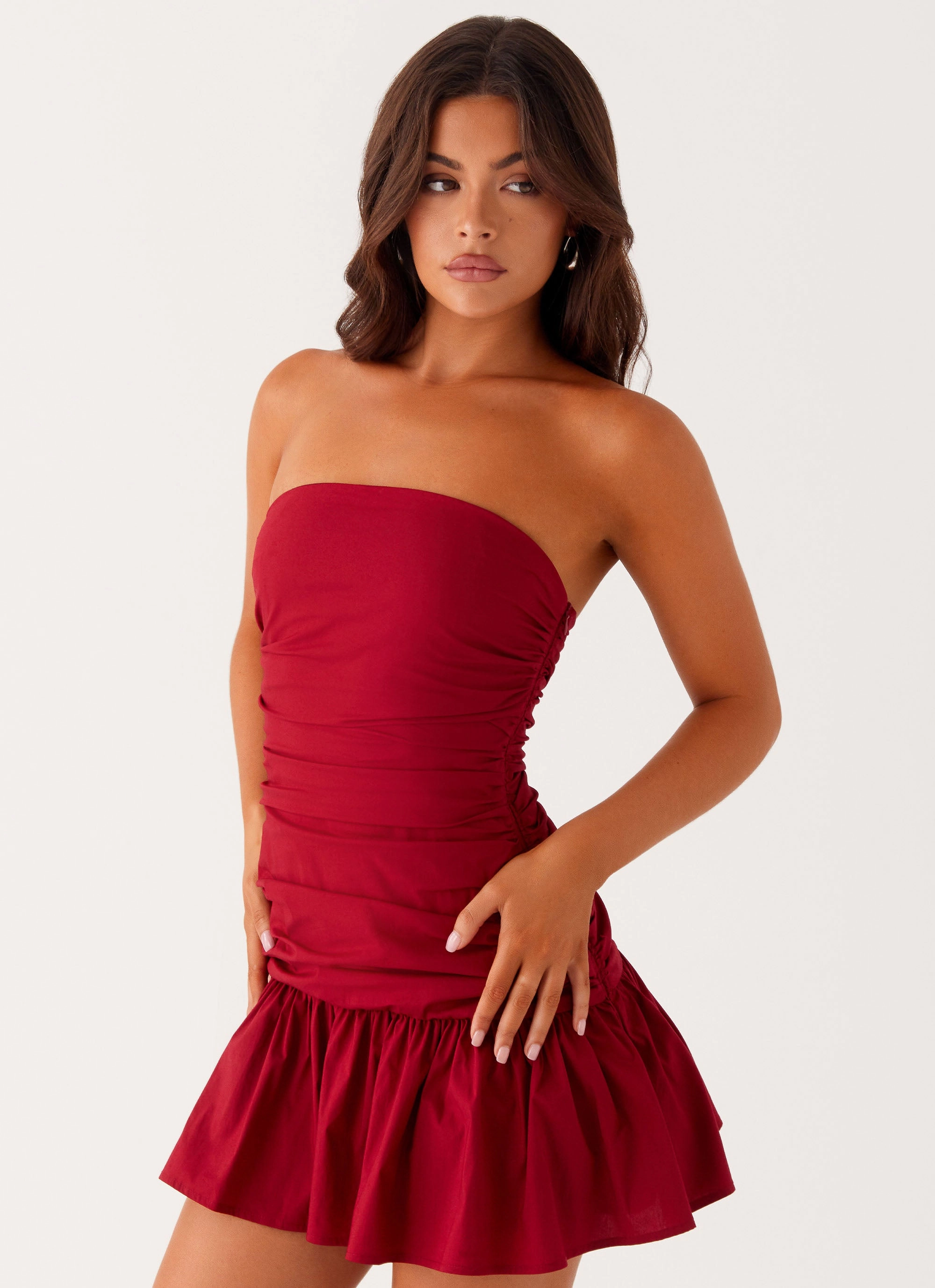 Youth Charm Carmel Mini Dress - Merlot